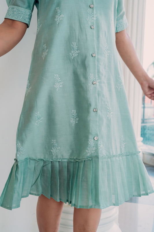 Mint Green Chanderi Long Dress