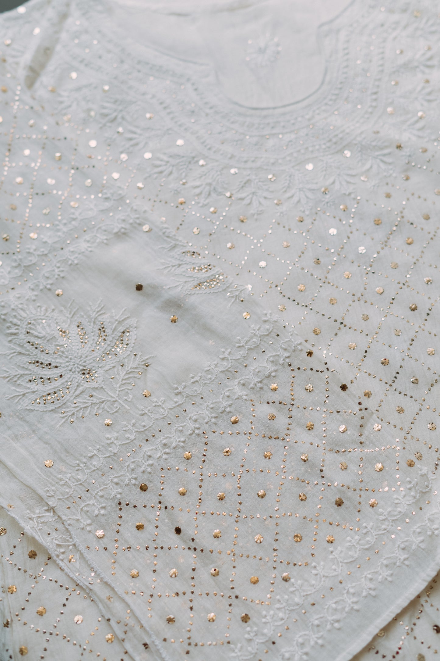 Ivory Mukaish & Chikankari Suit Set