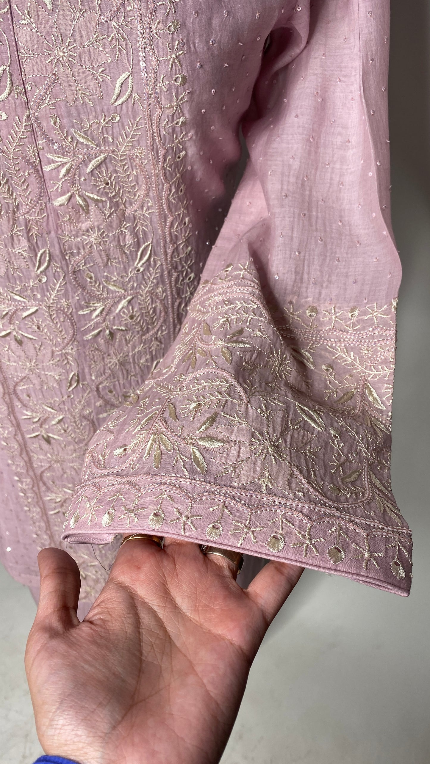 Mauve Pink Sequin & Chikankari Co-ord Set