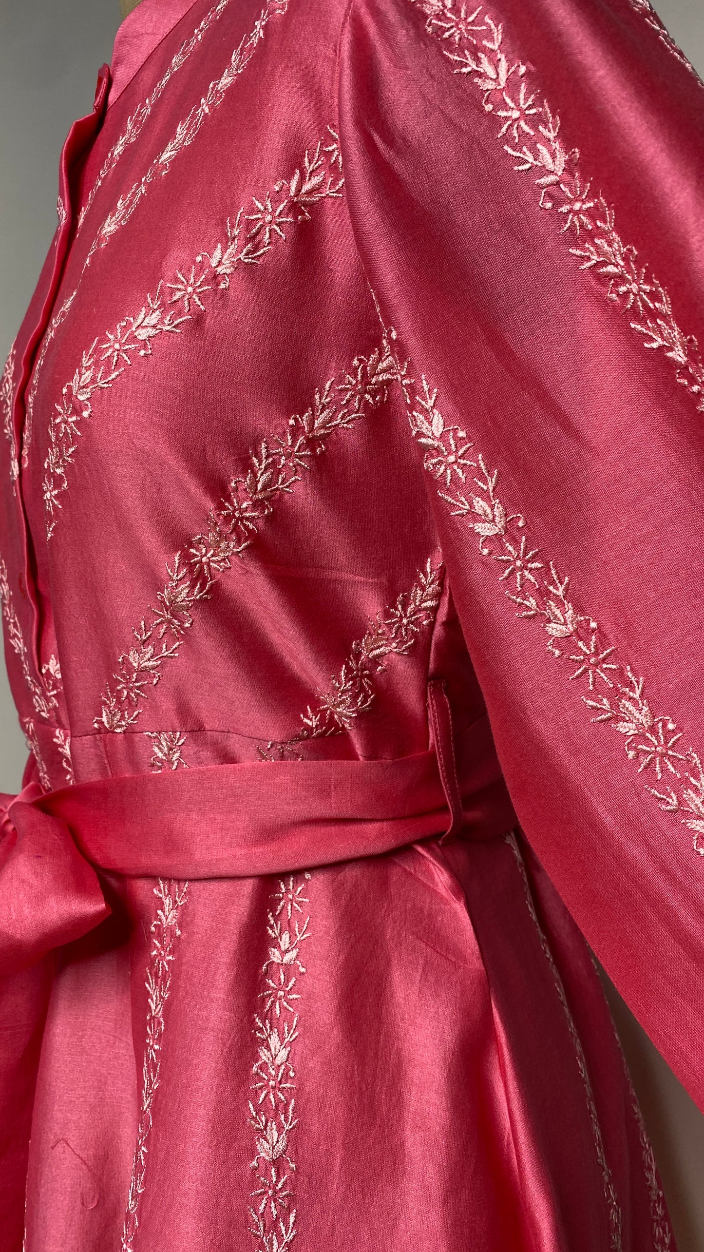 Fuchsia Pink Chikankari Short Dress