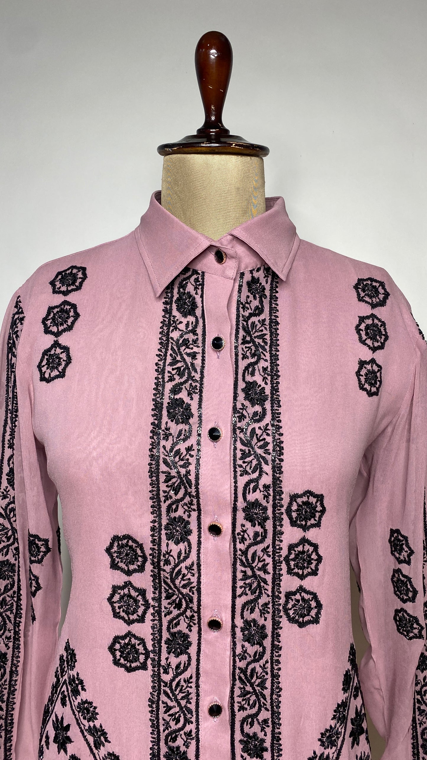 Mauve Blush Pure Georgette Chikankari Shirt