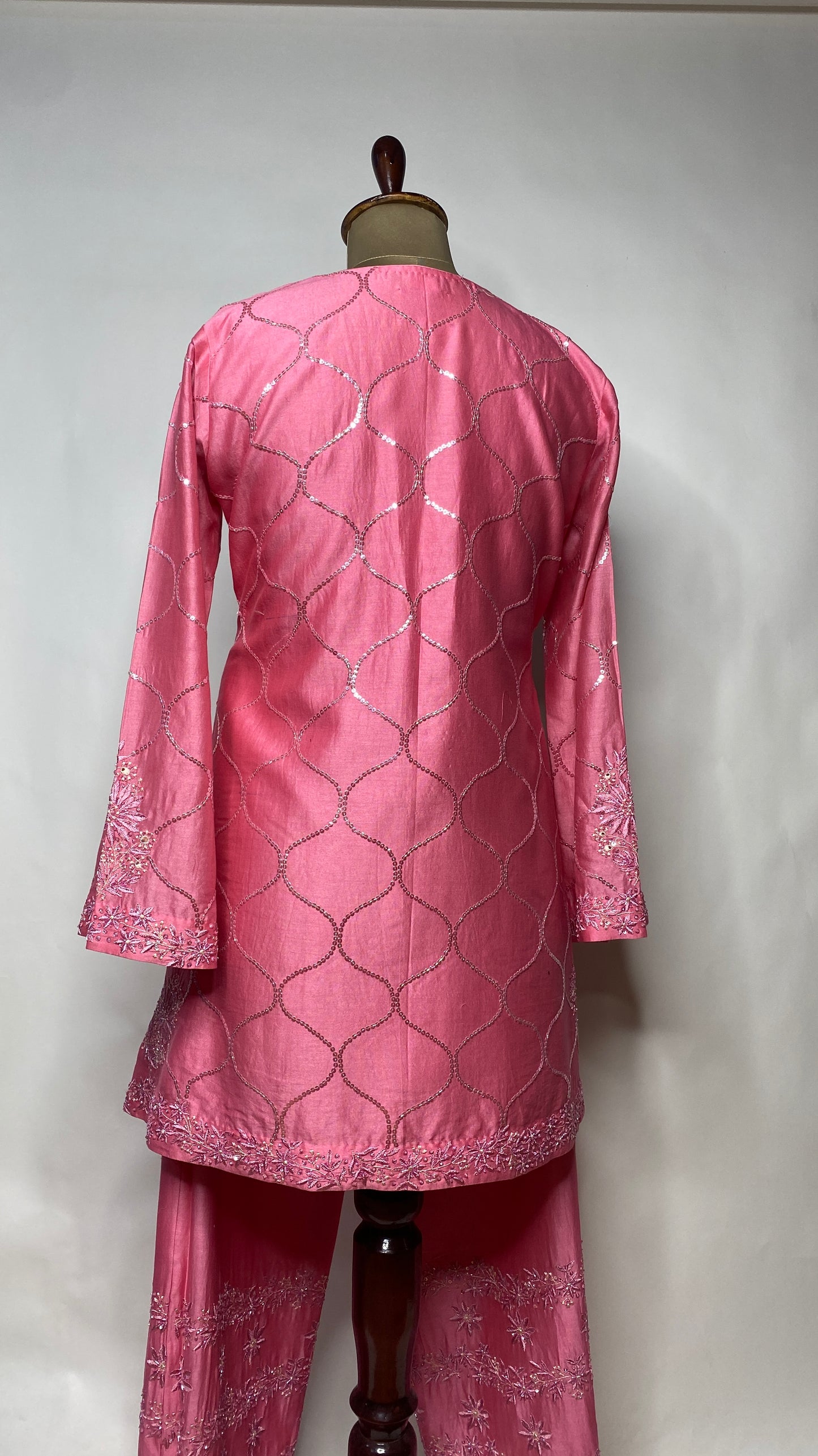 Fuchsia Pink Chikankari Short Kurta Set