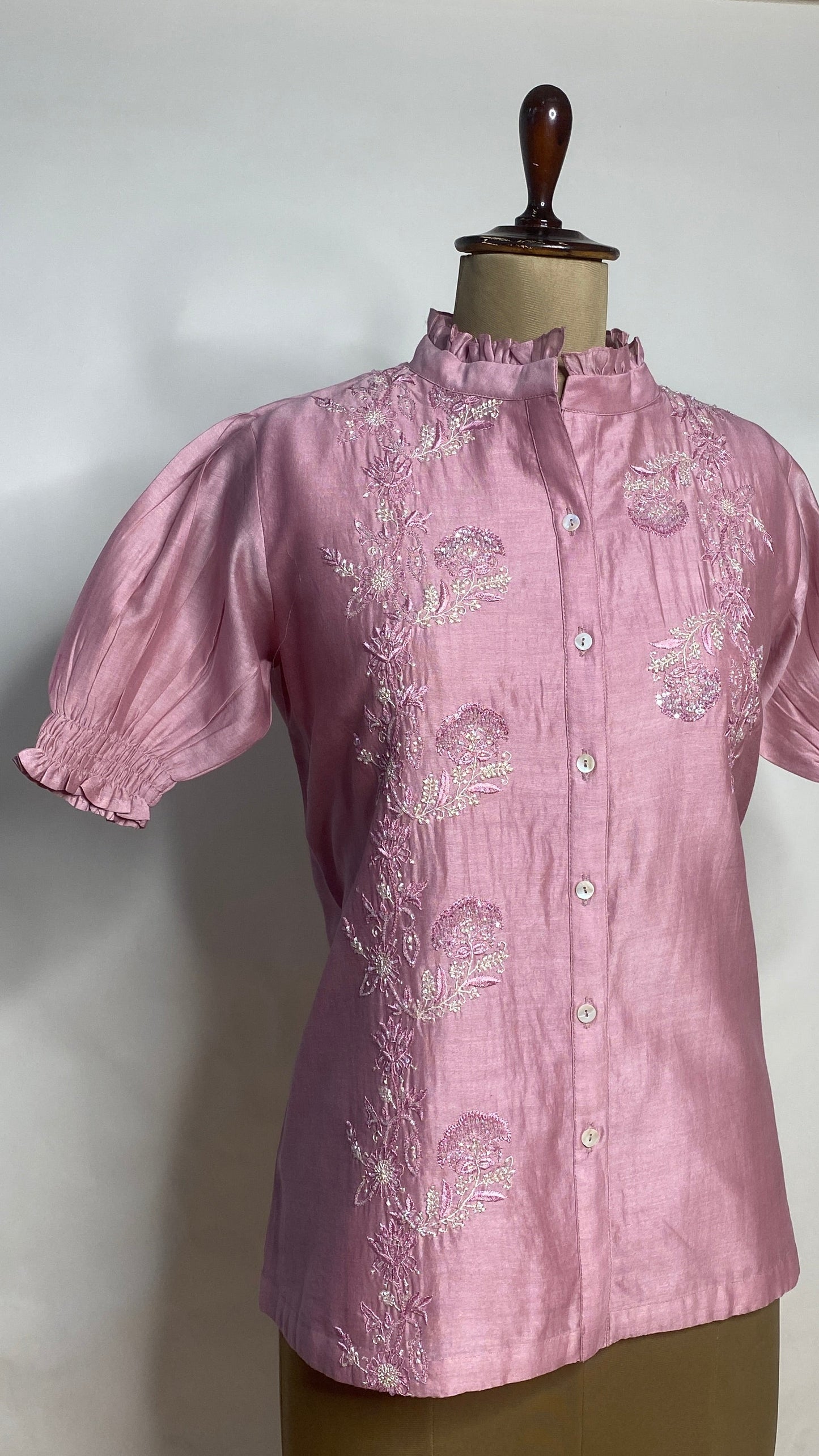 Mauve Half Sleeve Chikankari Shirt