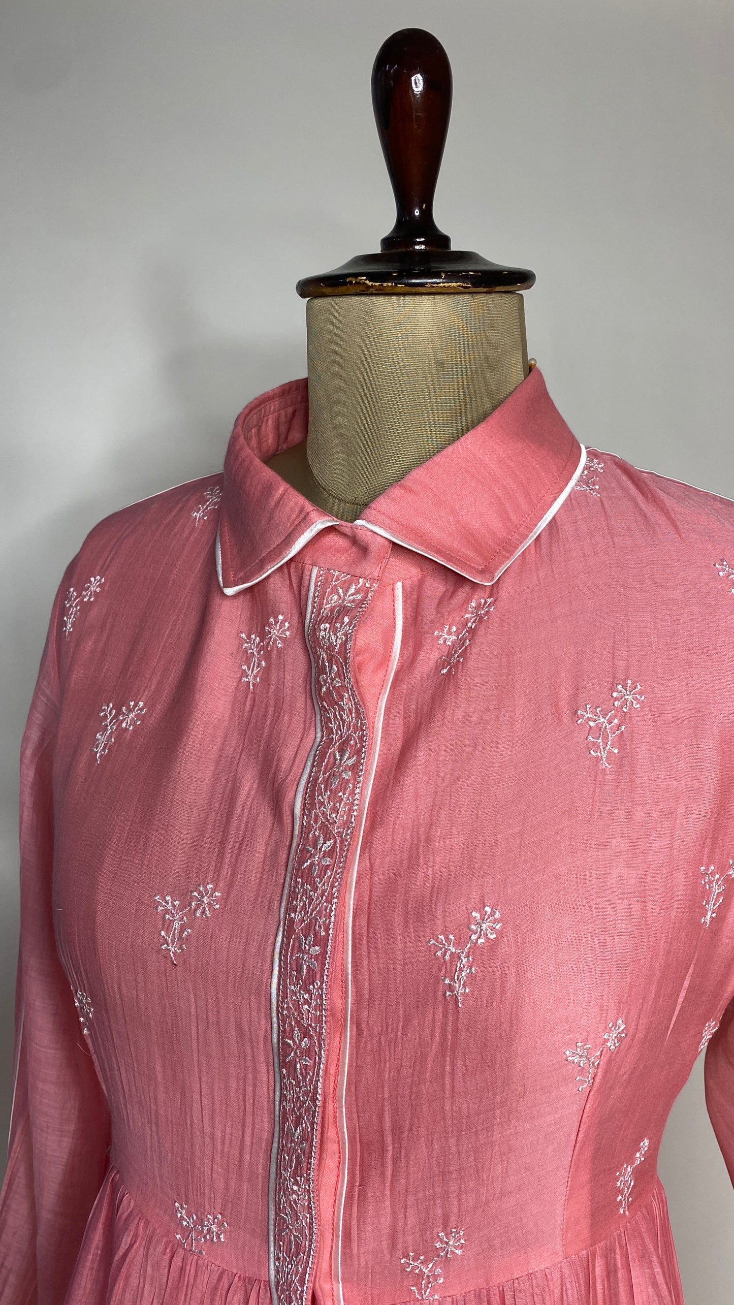 Rose Pink Flared Long Tier Dress
