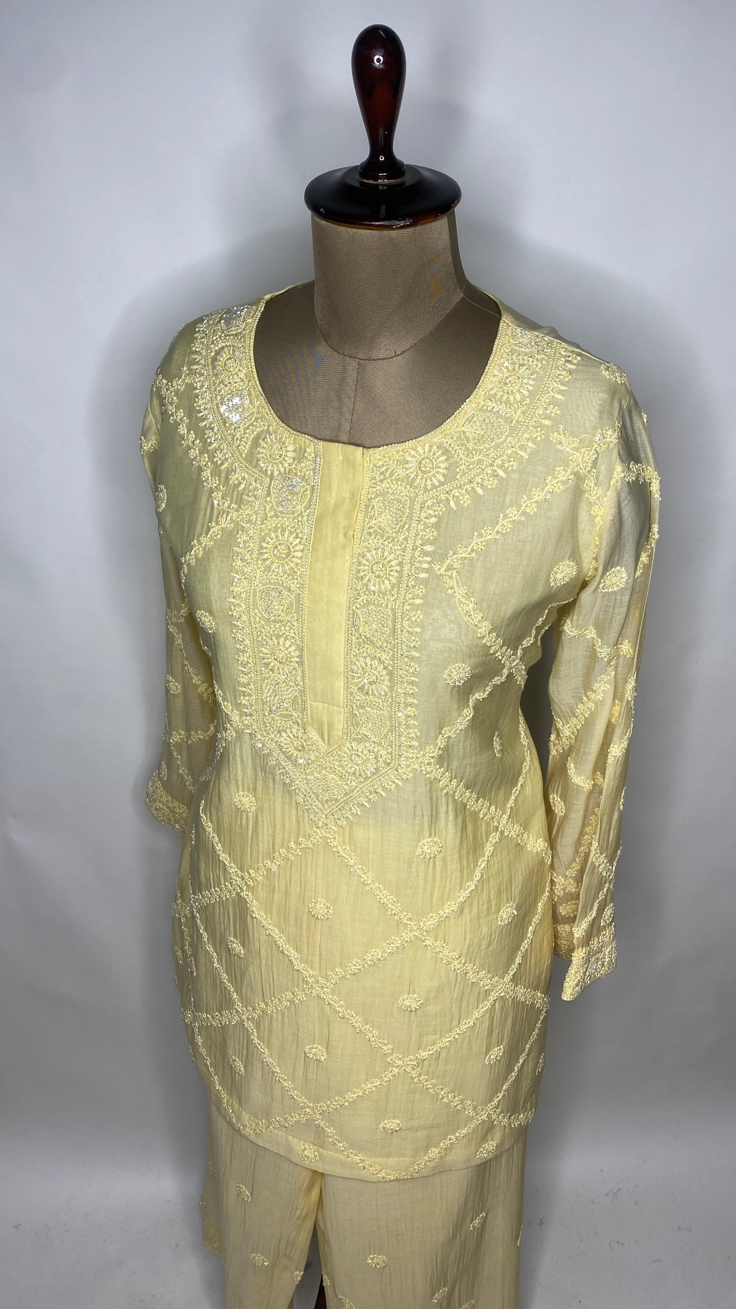 Butter Yellow Chikankari Festive Co-ord Set