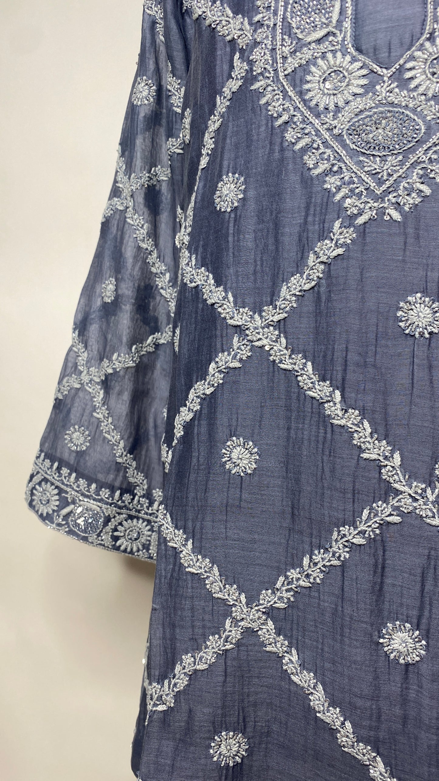 Slate Gray Chikankari Festive Co-ord Set