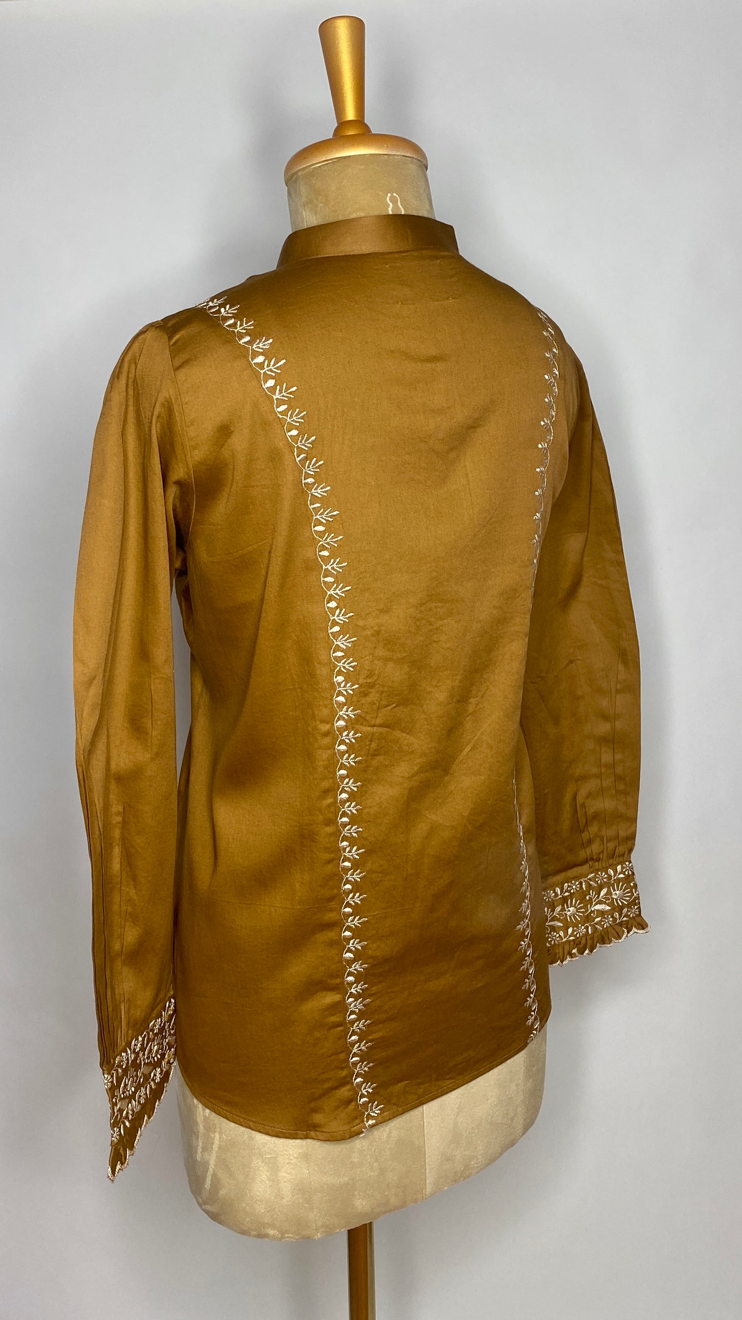 Golden Chikankari Cotton Shirt