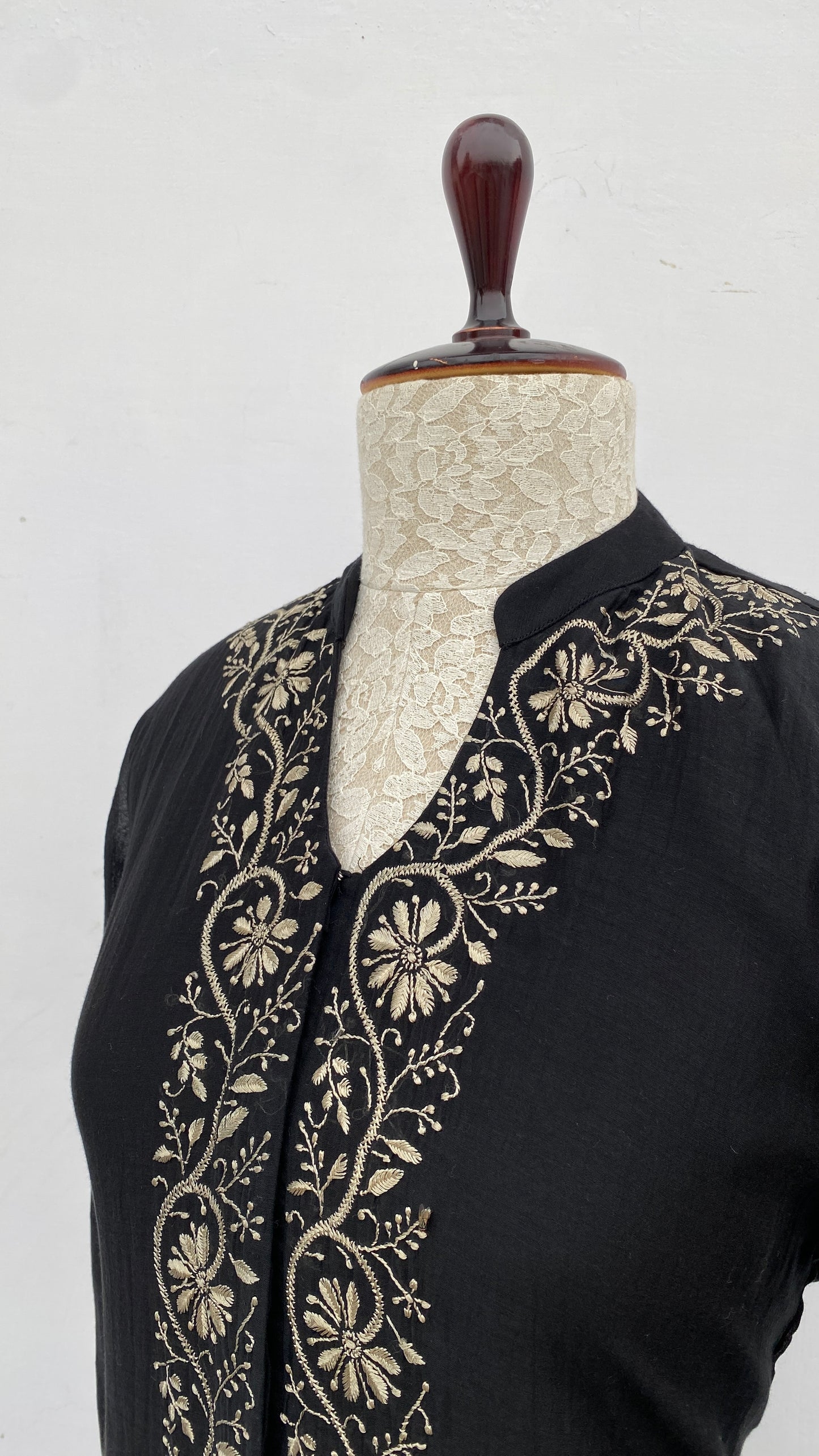 Black A-Line Chikankari Skater Dress