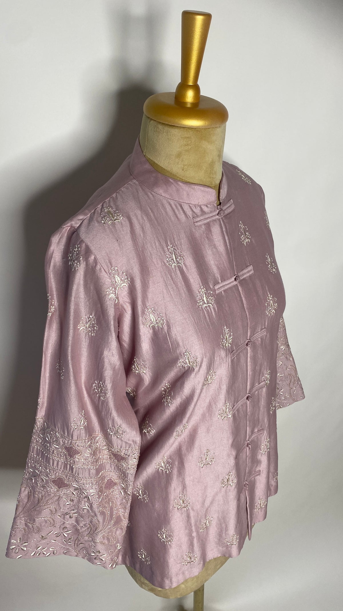Light Mauve Frog Fastening Chikankari Shirt