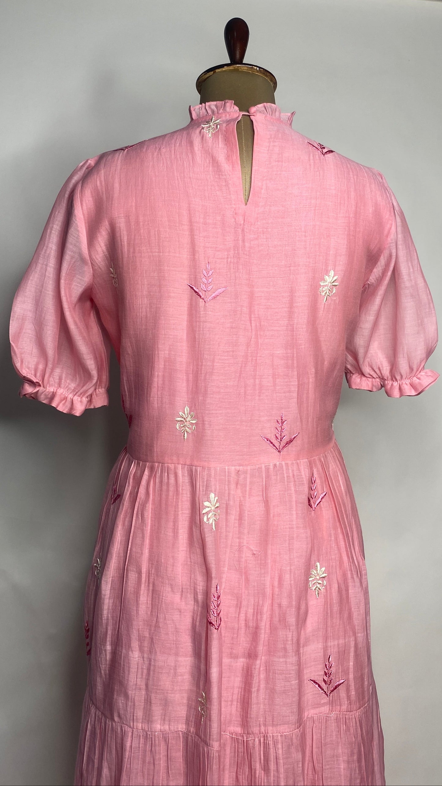 Pink Chikankari Long Tier Dress