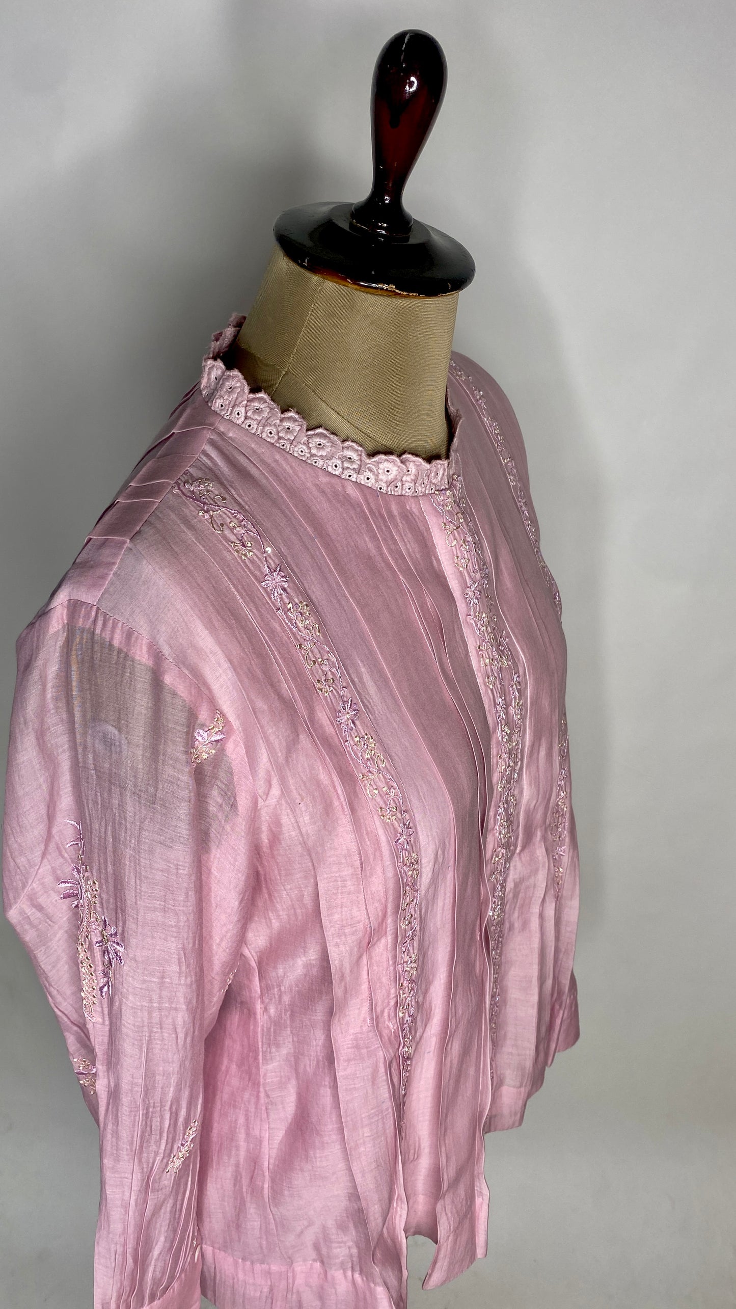 Mauve Blush Pleated Chikankari Shirt