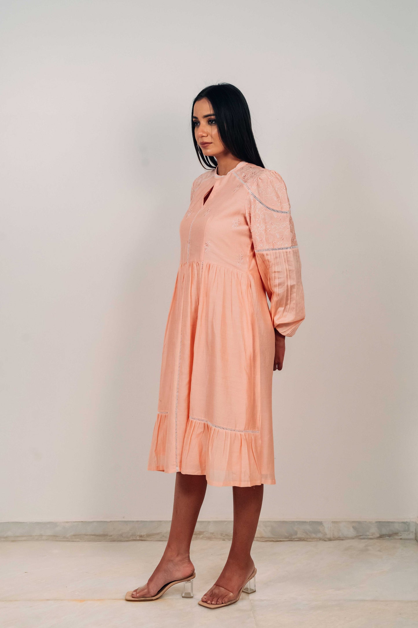 Bubblegum Pink Chanderi Jaali Dress