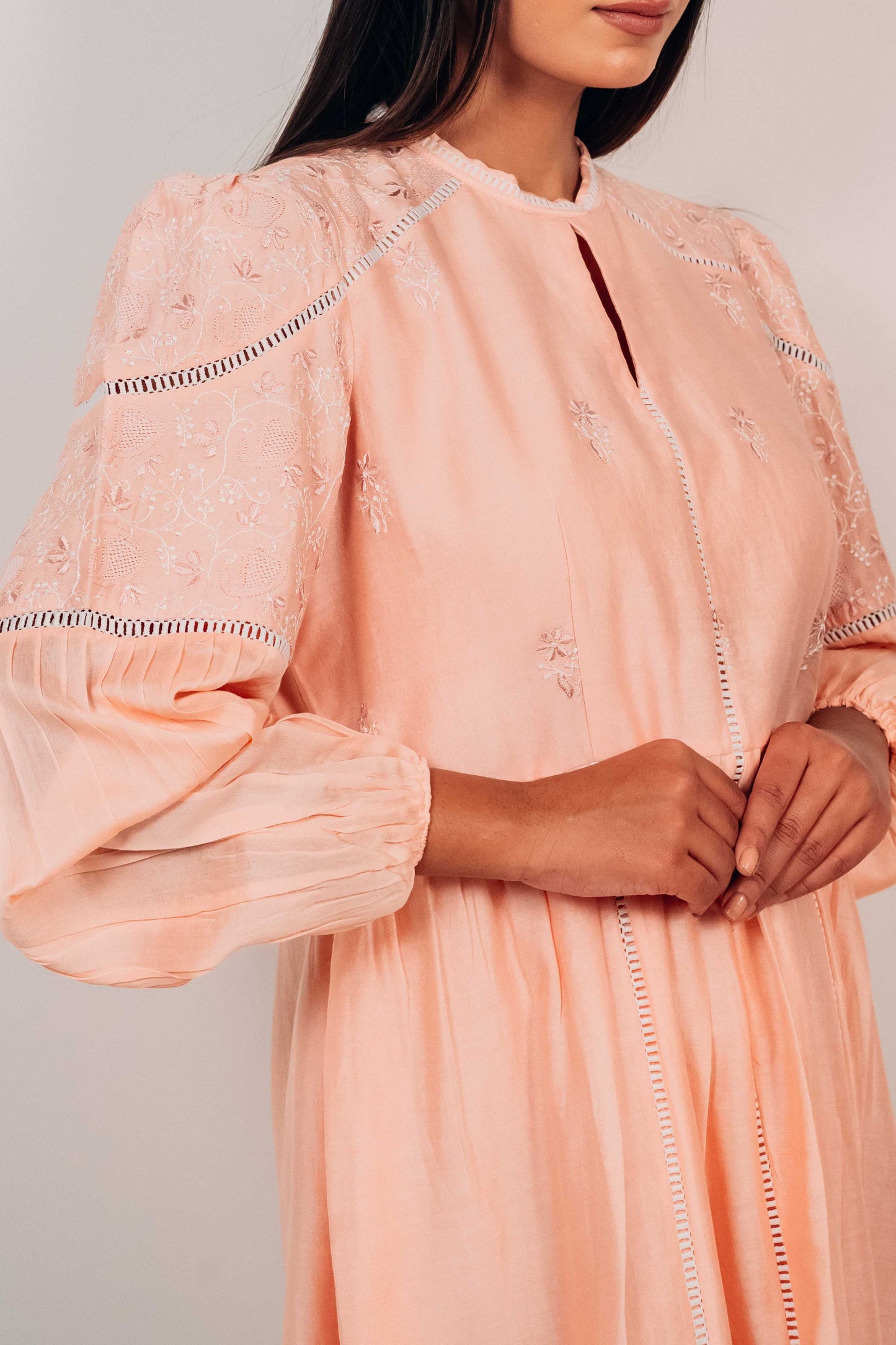 Bubblegum Pink Chanderi Jaali Dress