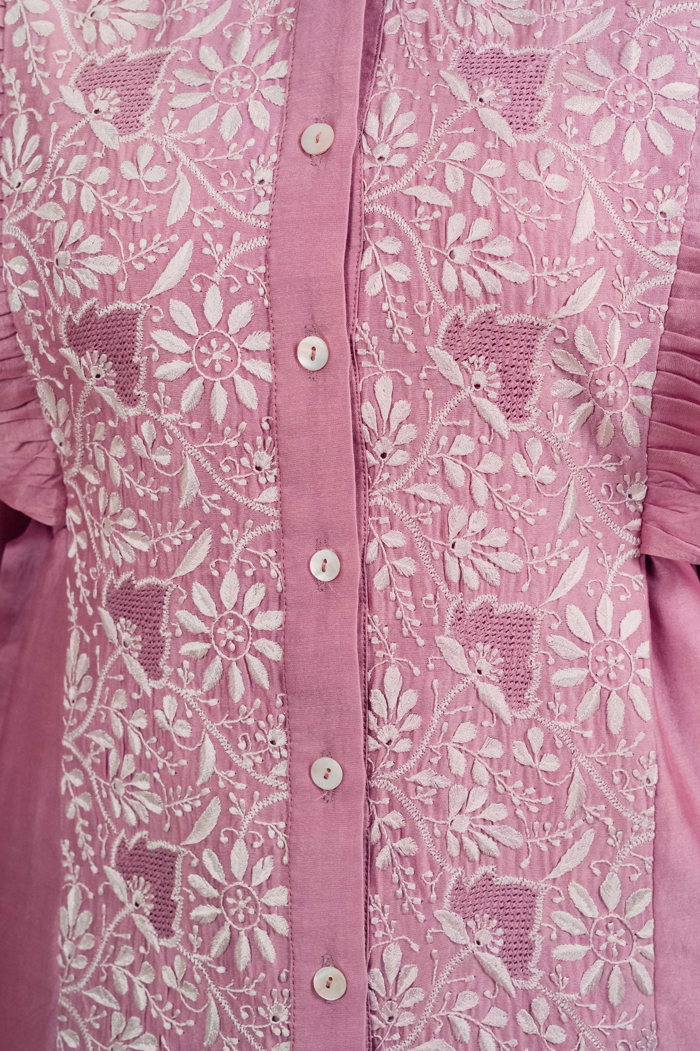 Lilac Chanderi Silk Tie-Up Shirt