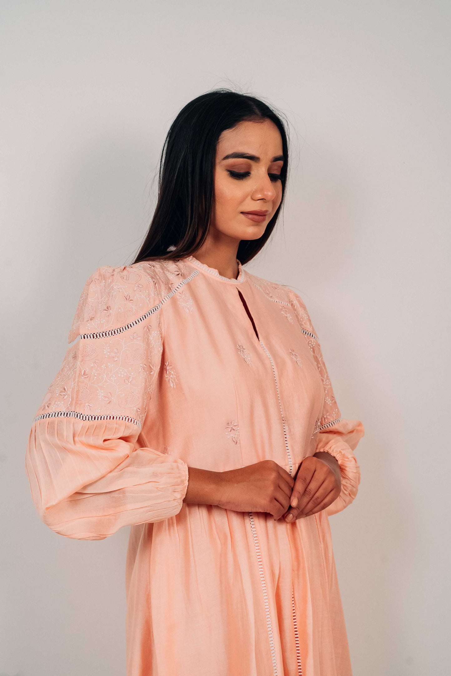 Bubblegum Pink Chanderi Jaali Dress