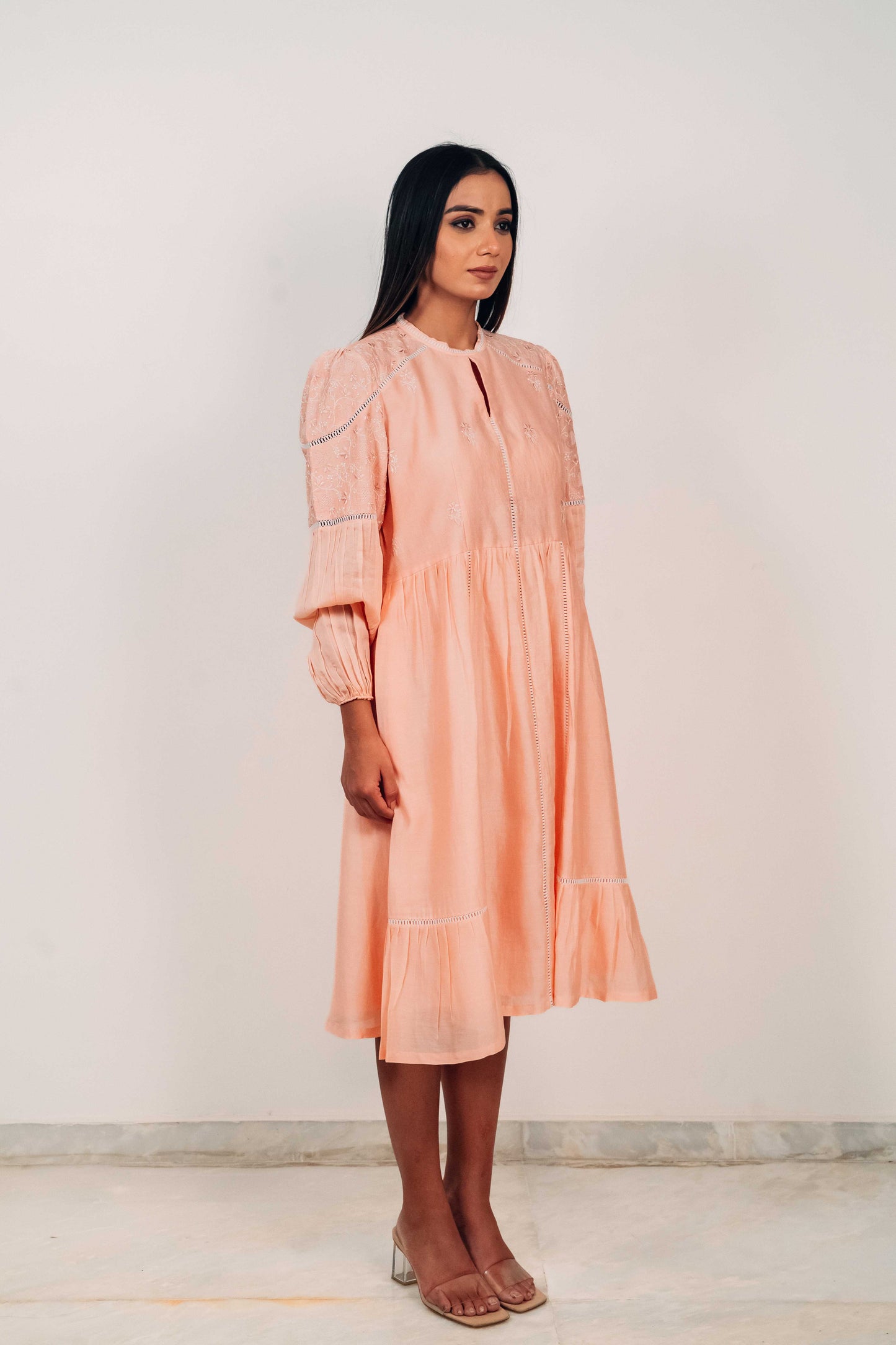 Bubblegum Pink Chanderi Jaali Dress