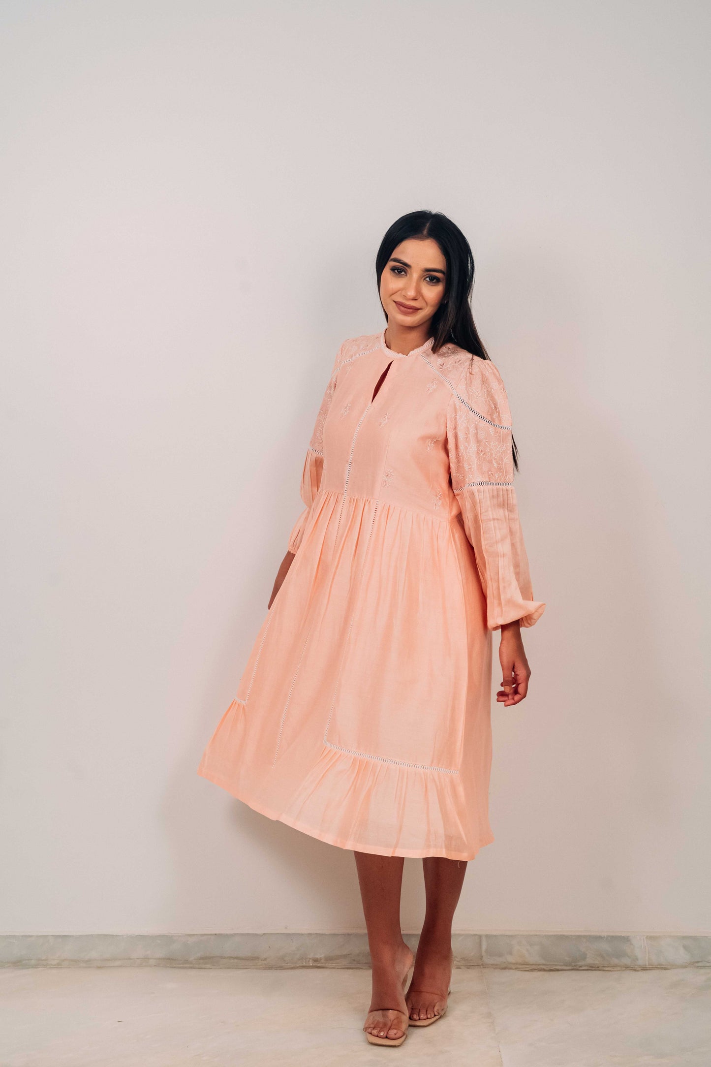 Bubblegum Pink Chanderi Jaali Dress