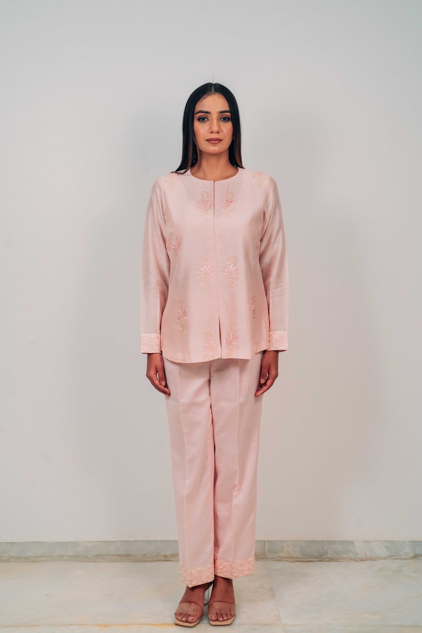 Baby Pink Chanderi Silk Co-Ord Set