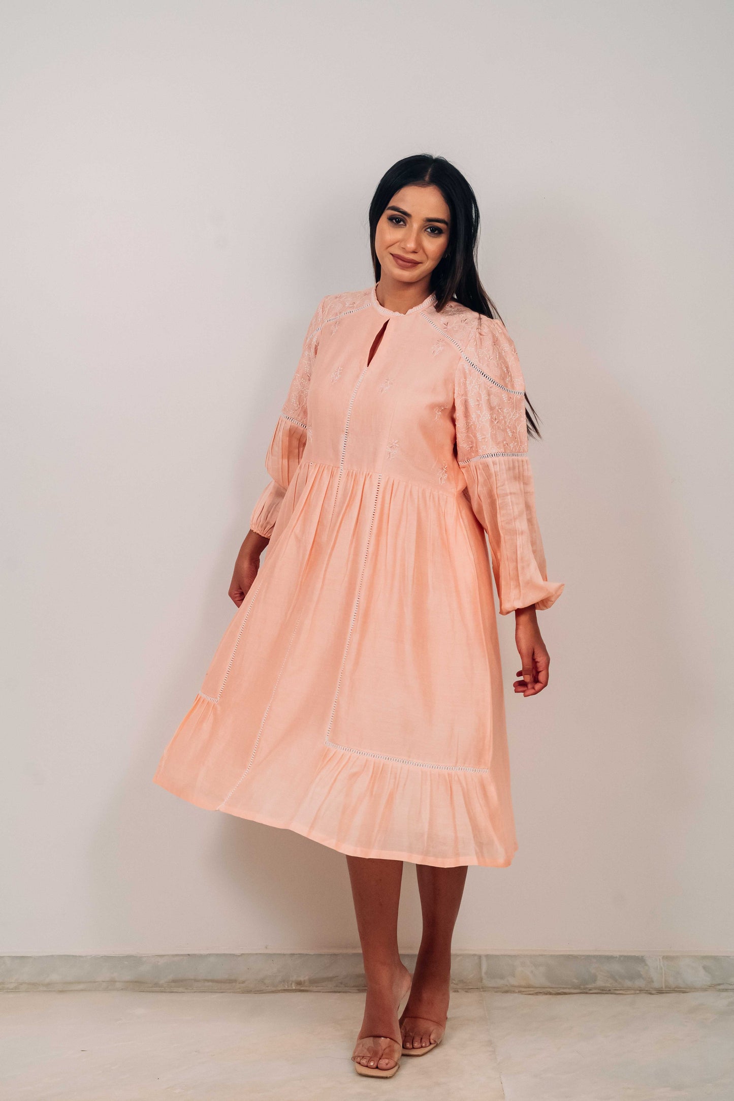 Bubblegum Pink Chanderi Jaali Dress