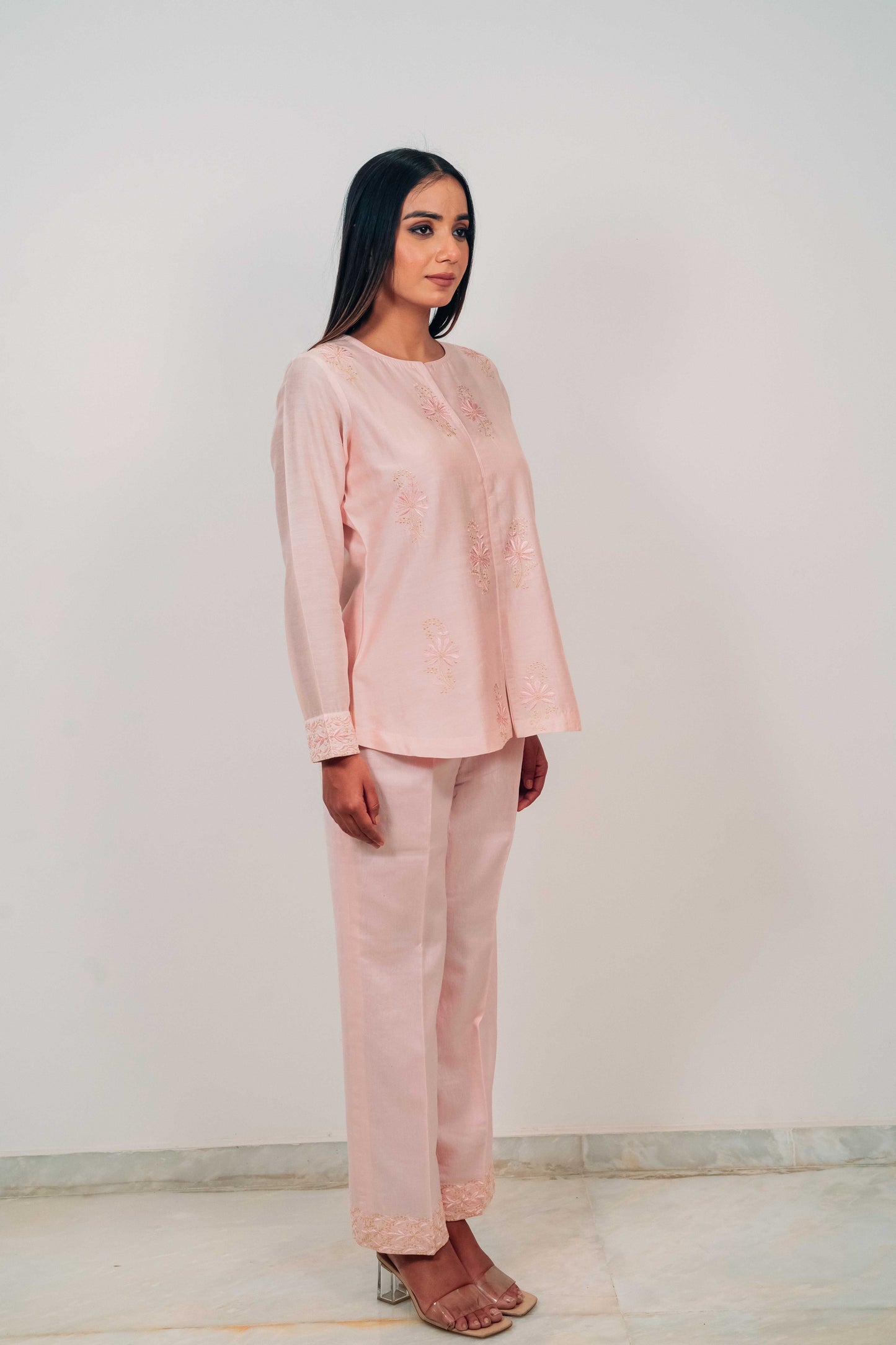 Baby Pink Chanderi Silk Co-Ord Set