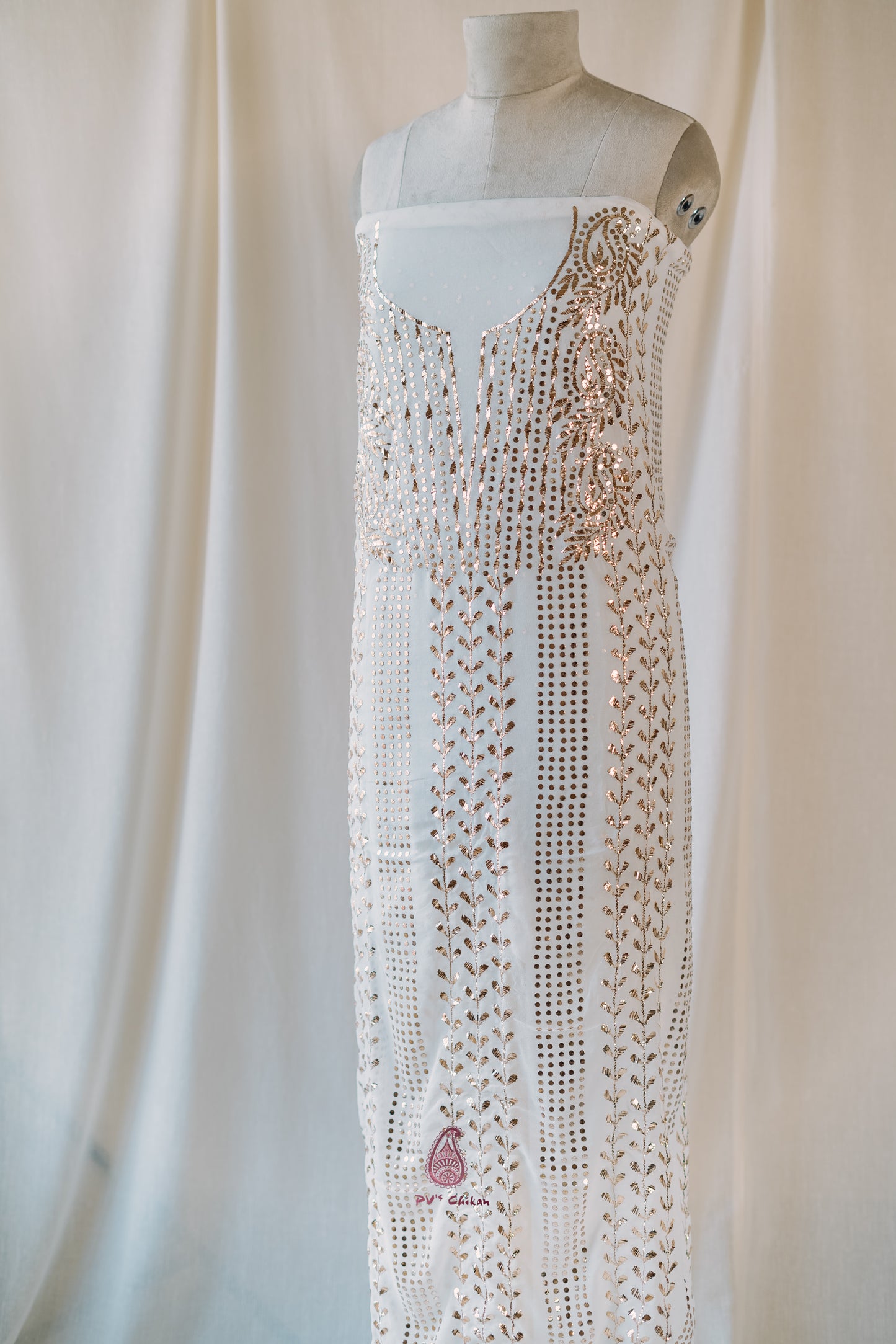White Dyeable Mukaish Georgette Suit