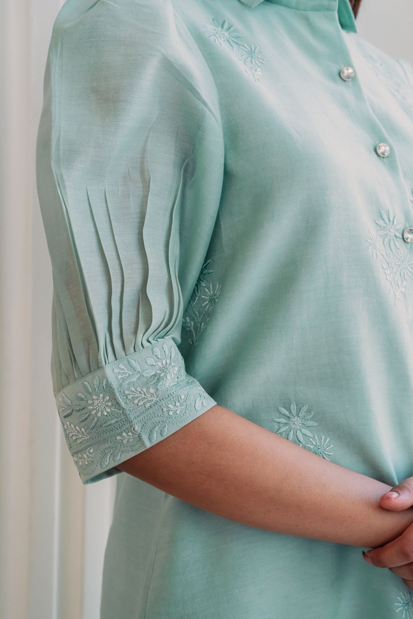 Mint Green Chanderi Short Dress