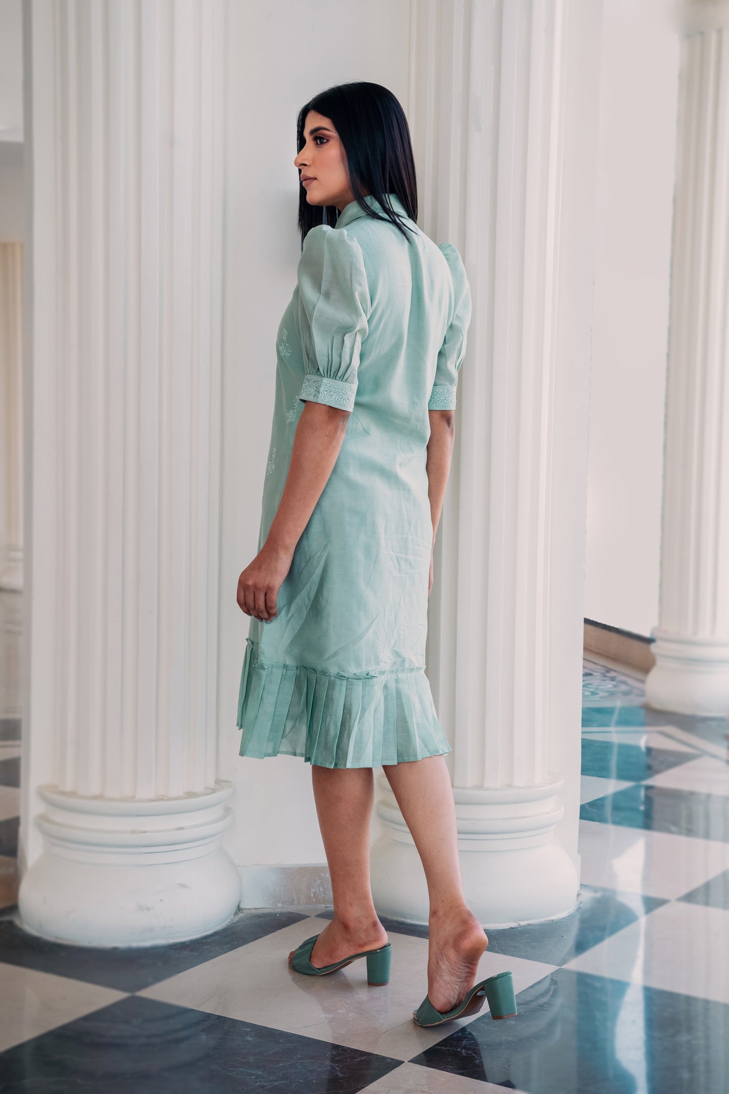 Mint Green Chanderi Long Dress