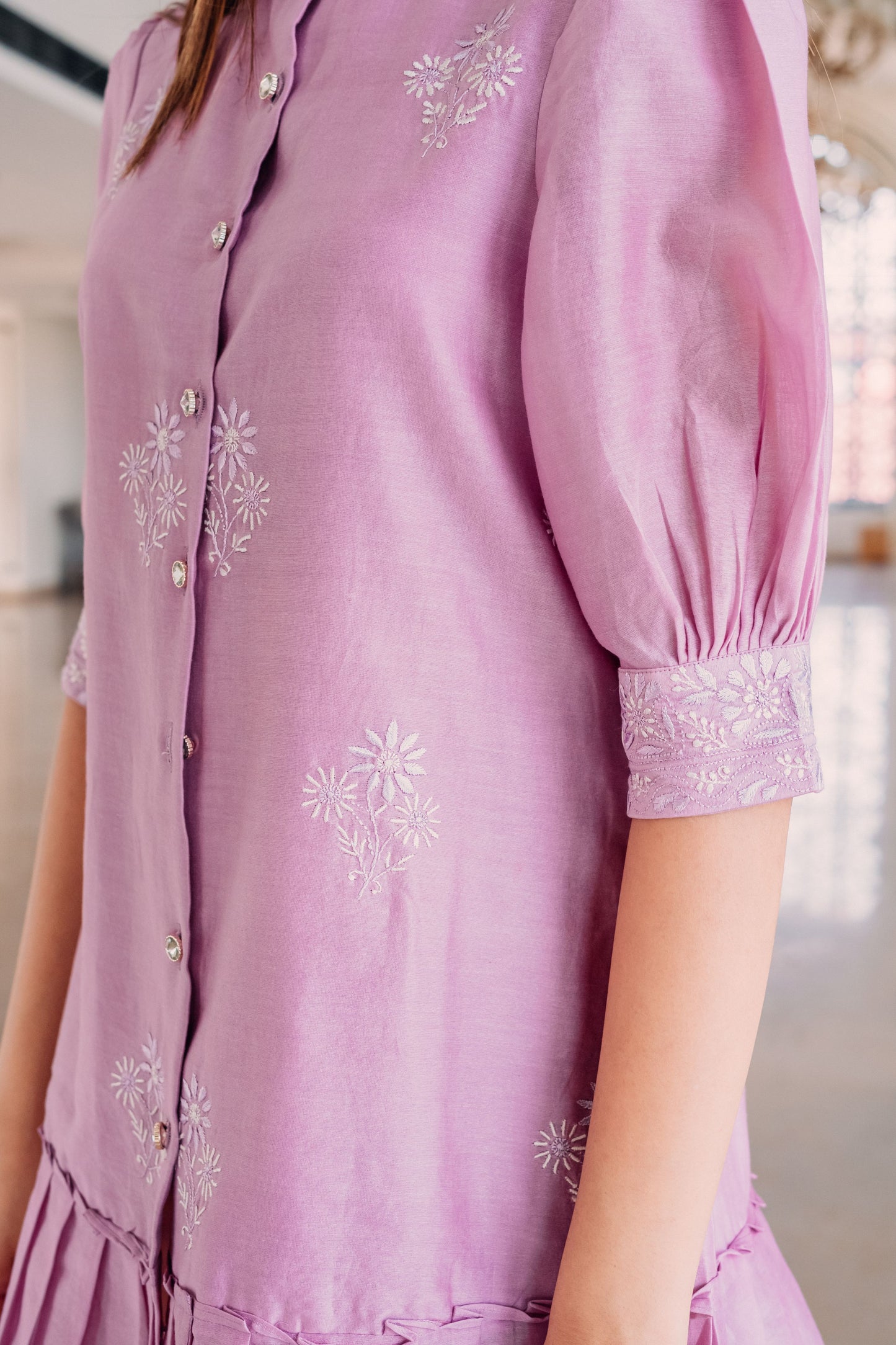 Lavender Chanderi Short Dress