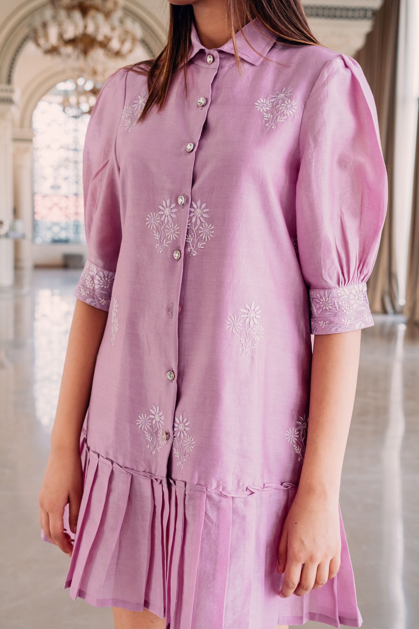 Lavender Chanderi Short Dress