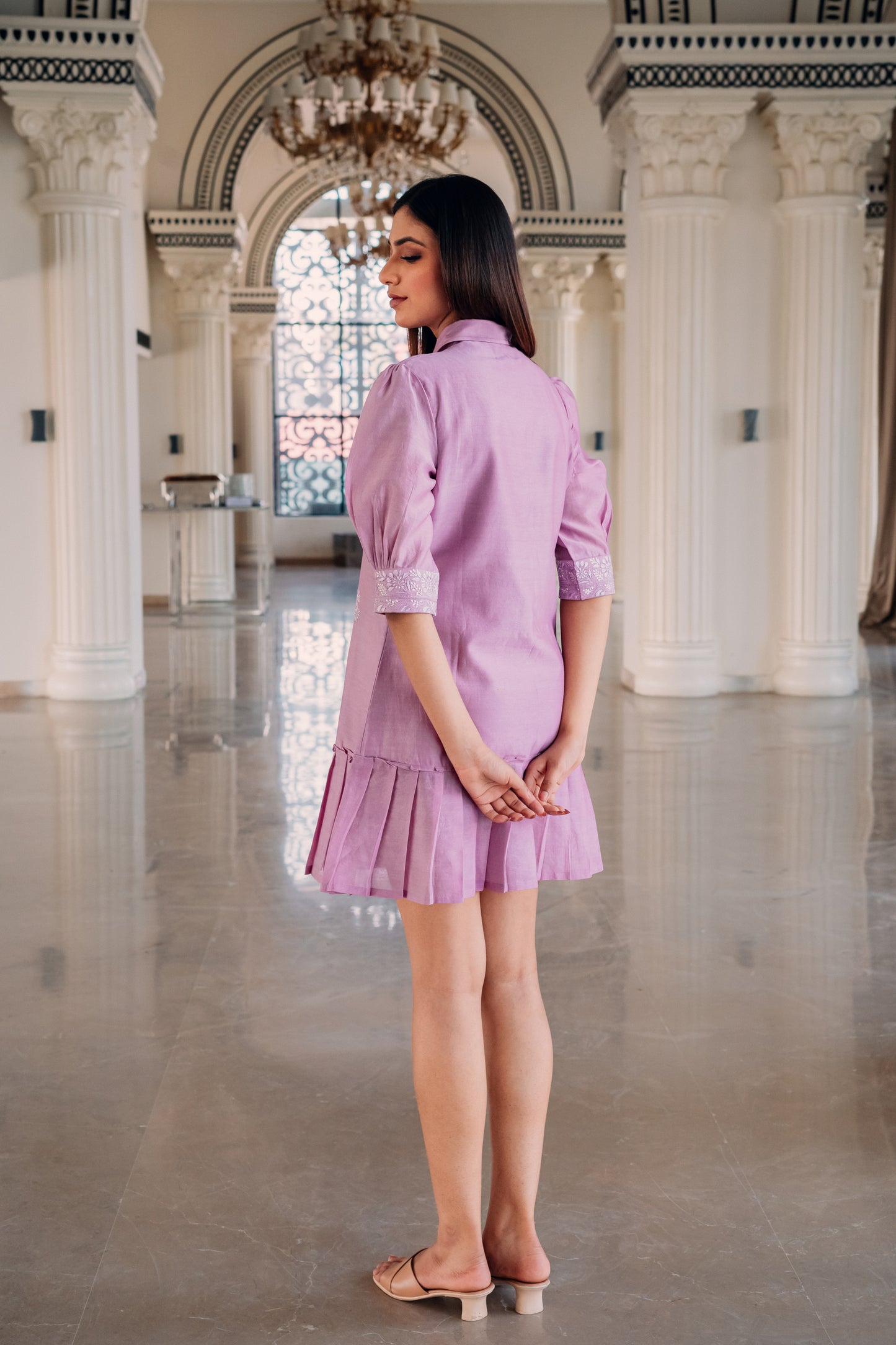 Lavender Chanderi Short Dress