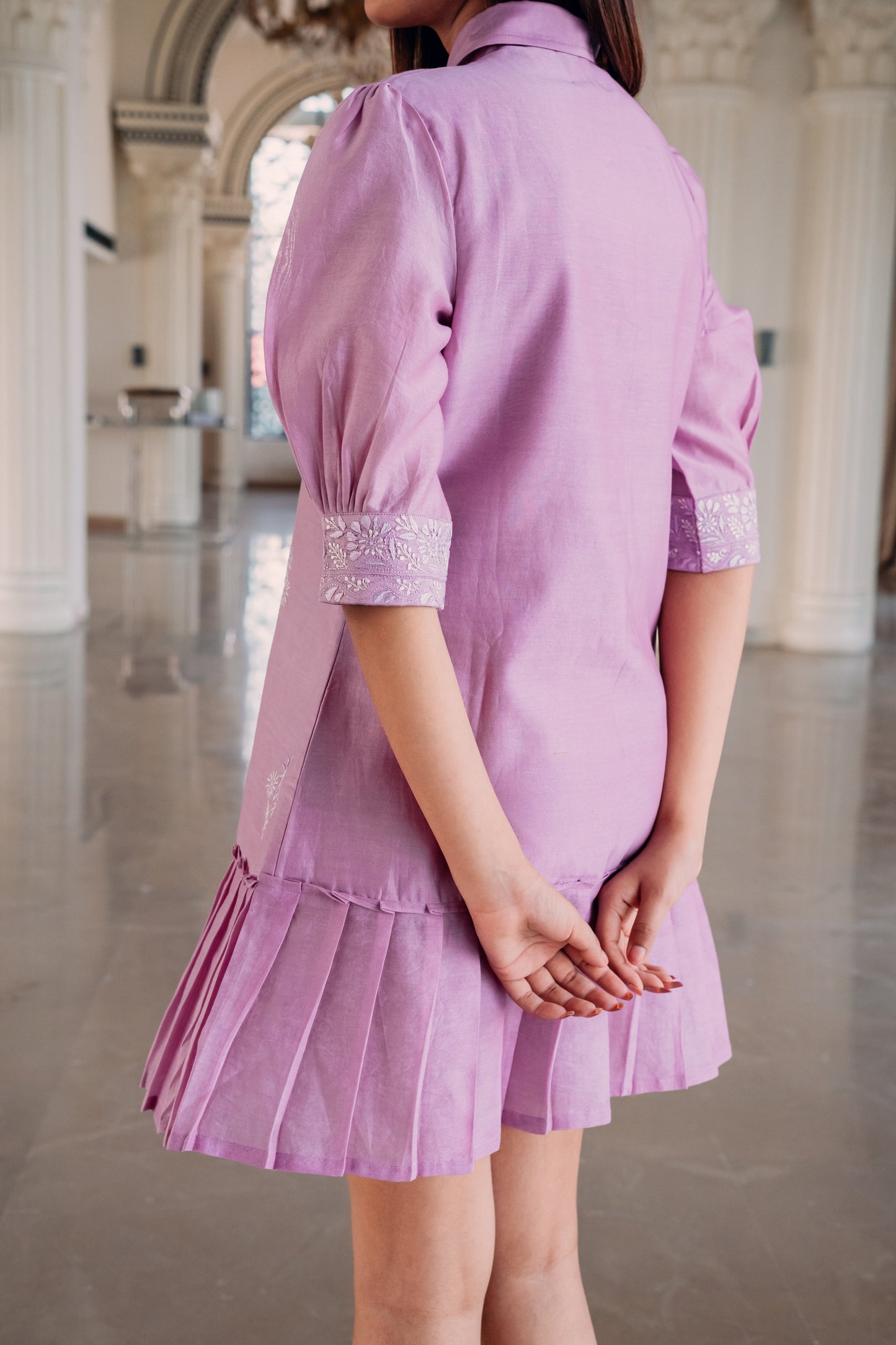 Lavender Chanderi Short Dress