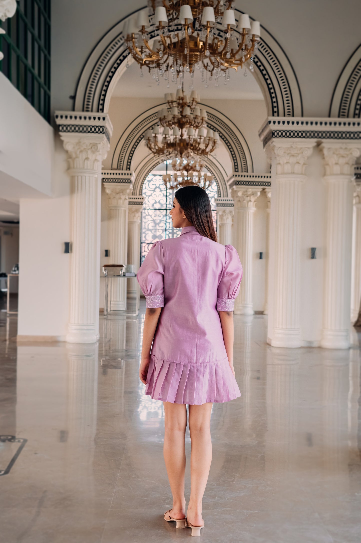 Lavender Chanderi Short Dress