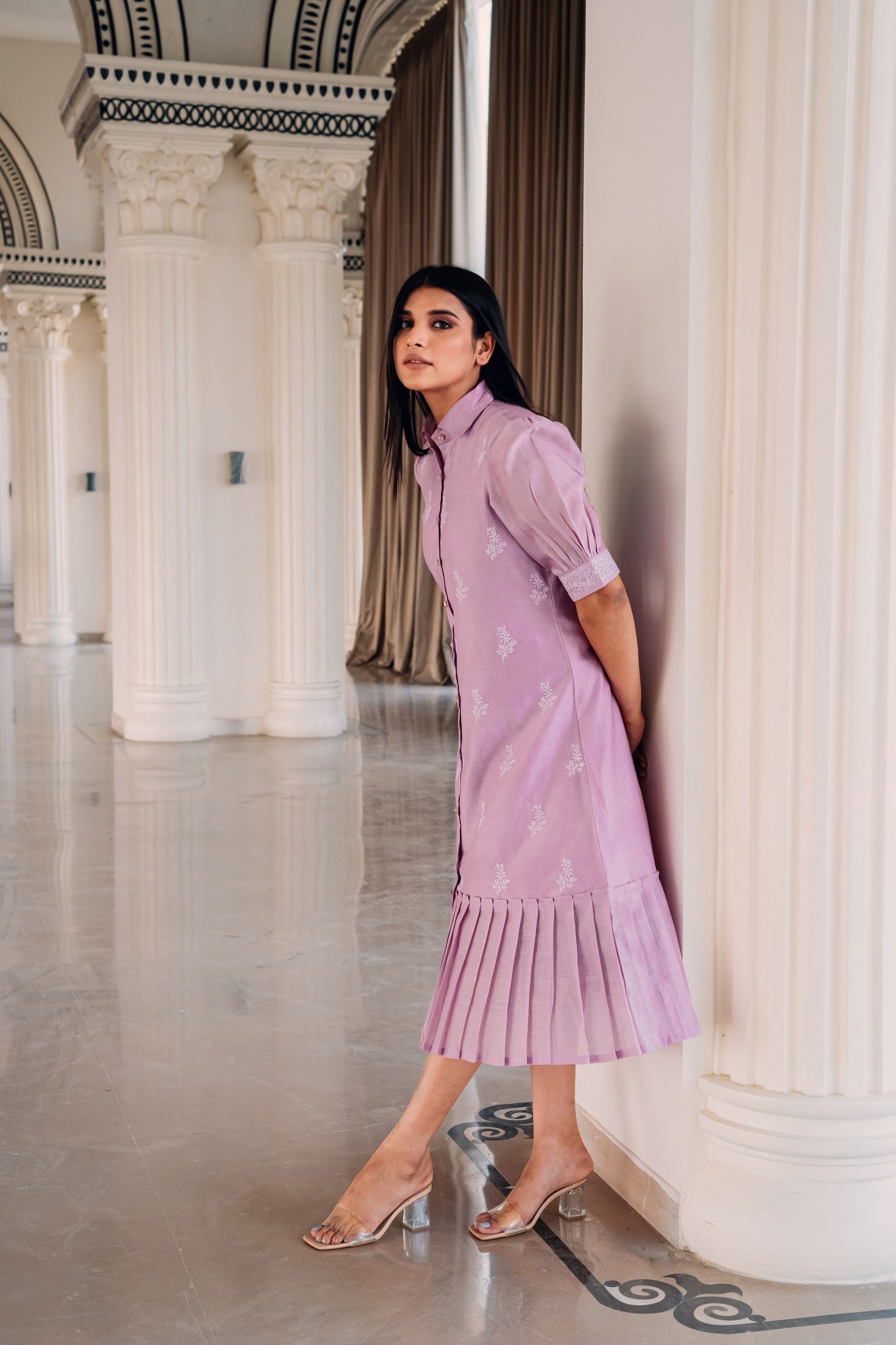 Lavender Chanderi Long Dress