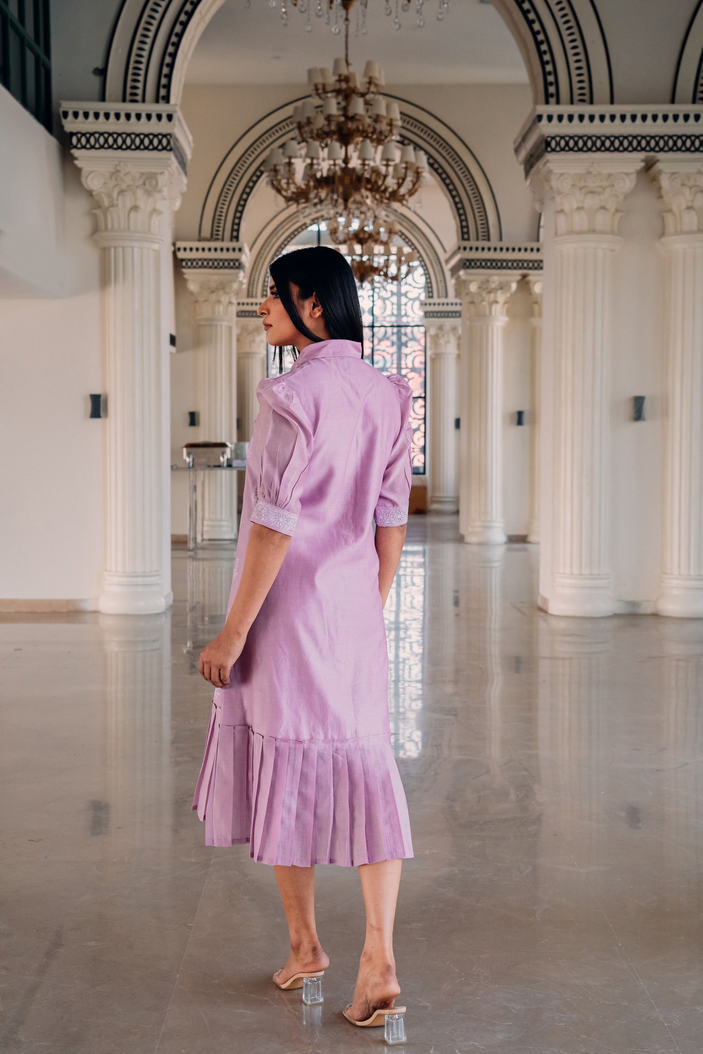 Lavender Chanderi Long Dress