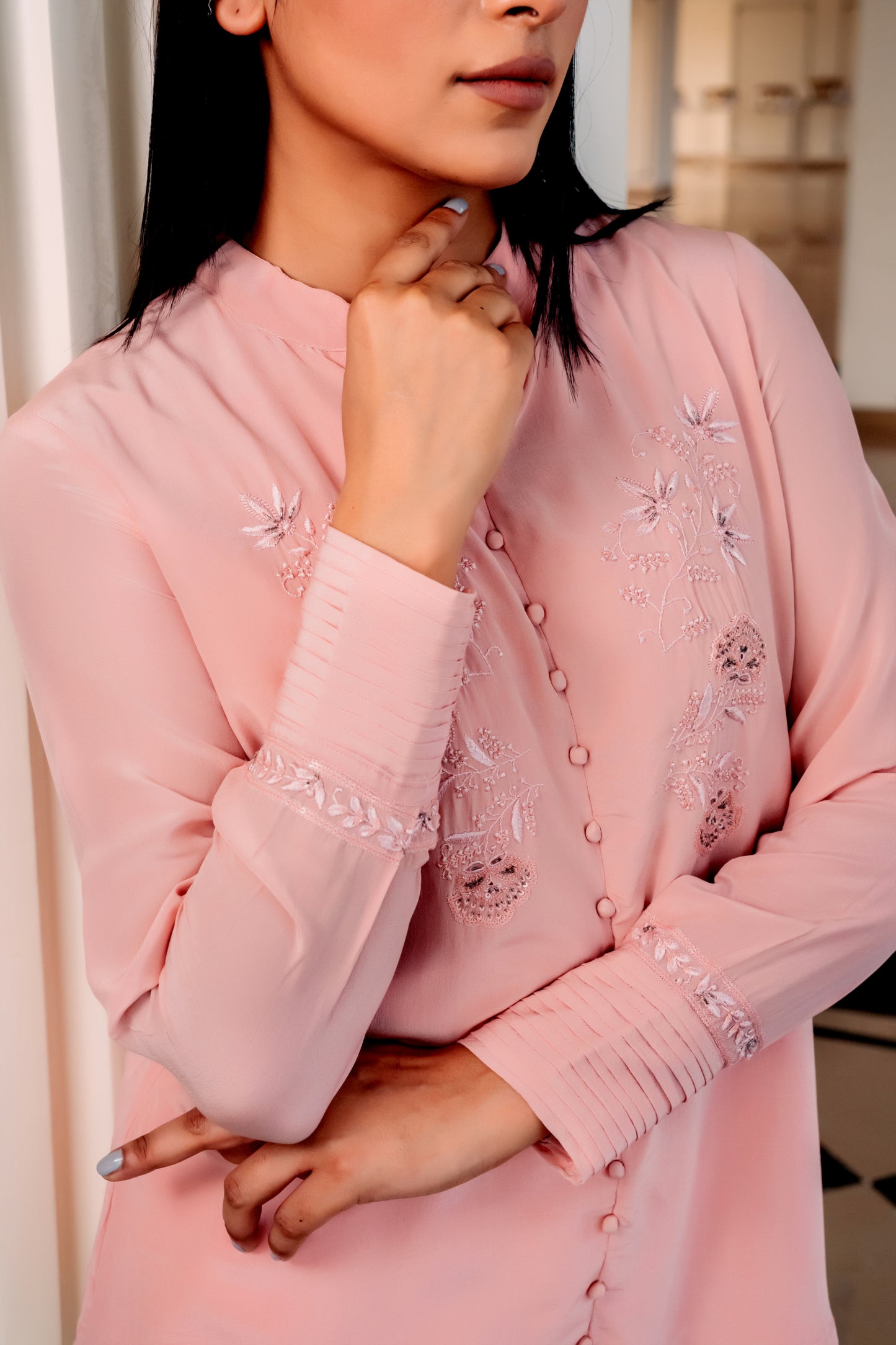 Pink Pure Crepe Potli Top