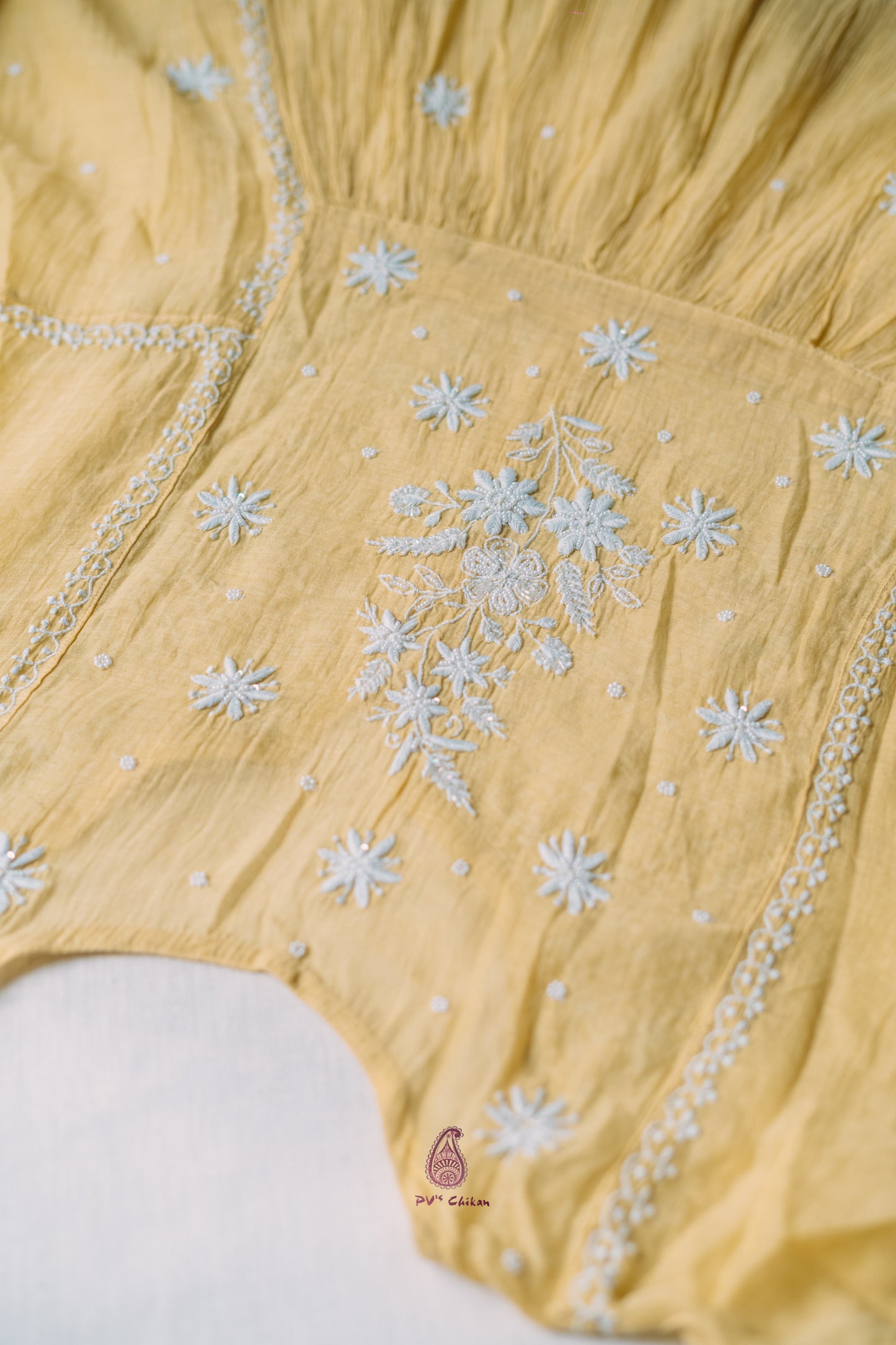 Yellow Mul Chanderi Chikankari Suit Set