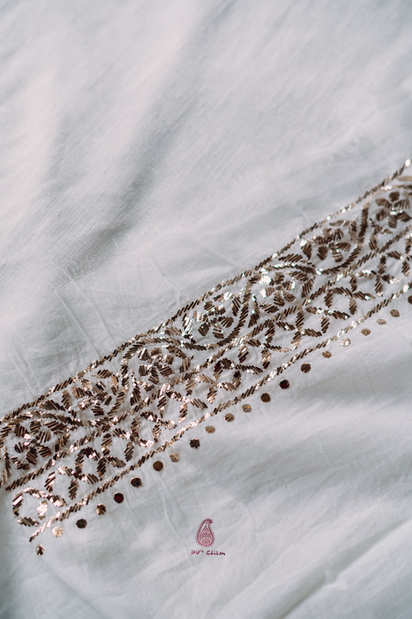 White Mukaish Chanderi Men's Kurta