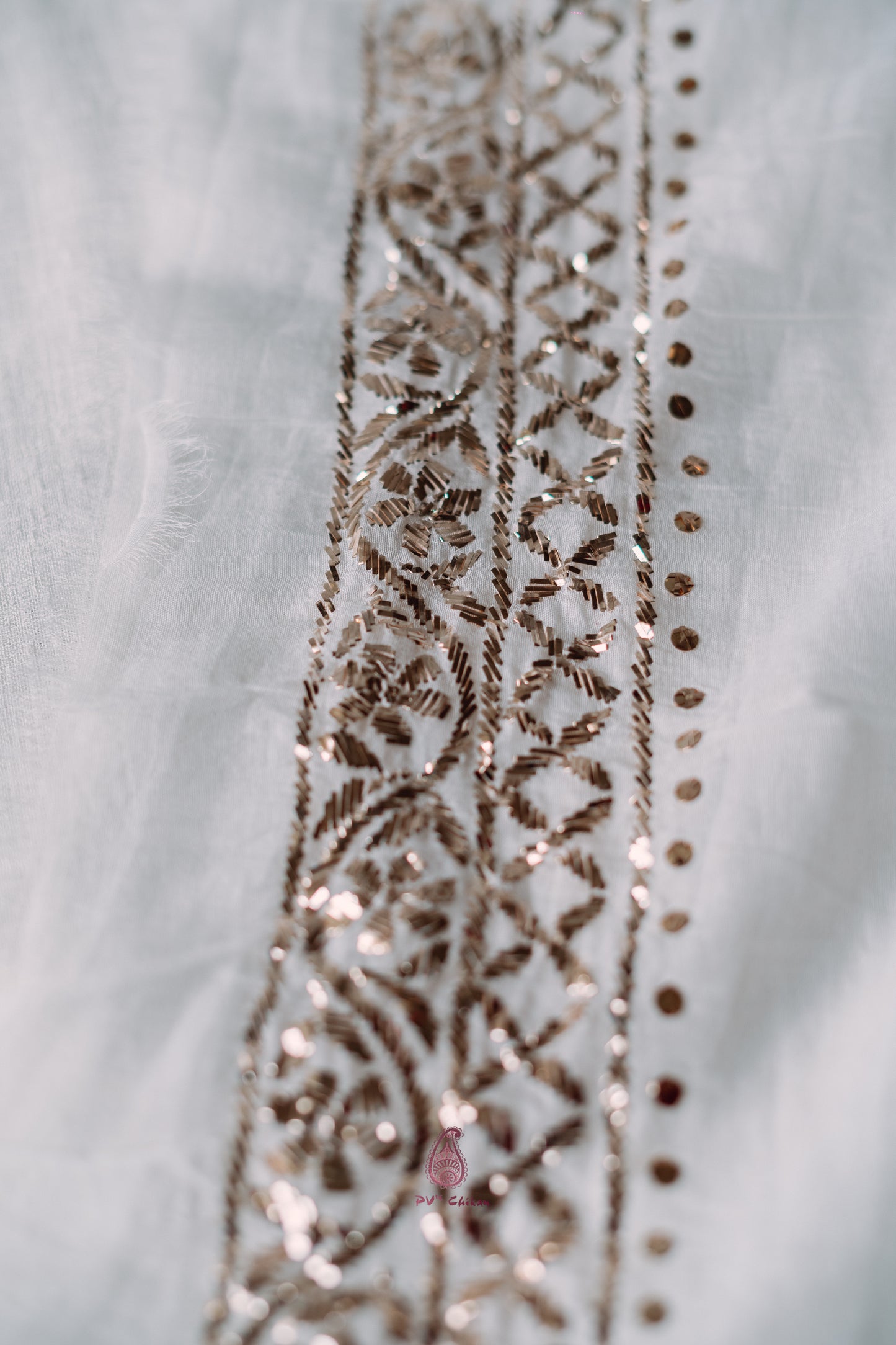 White Mukaish Chanderi Men's Kurta