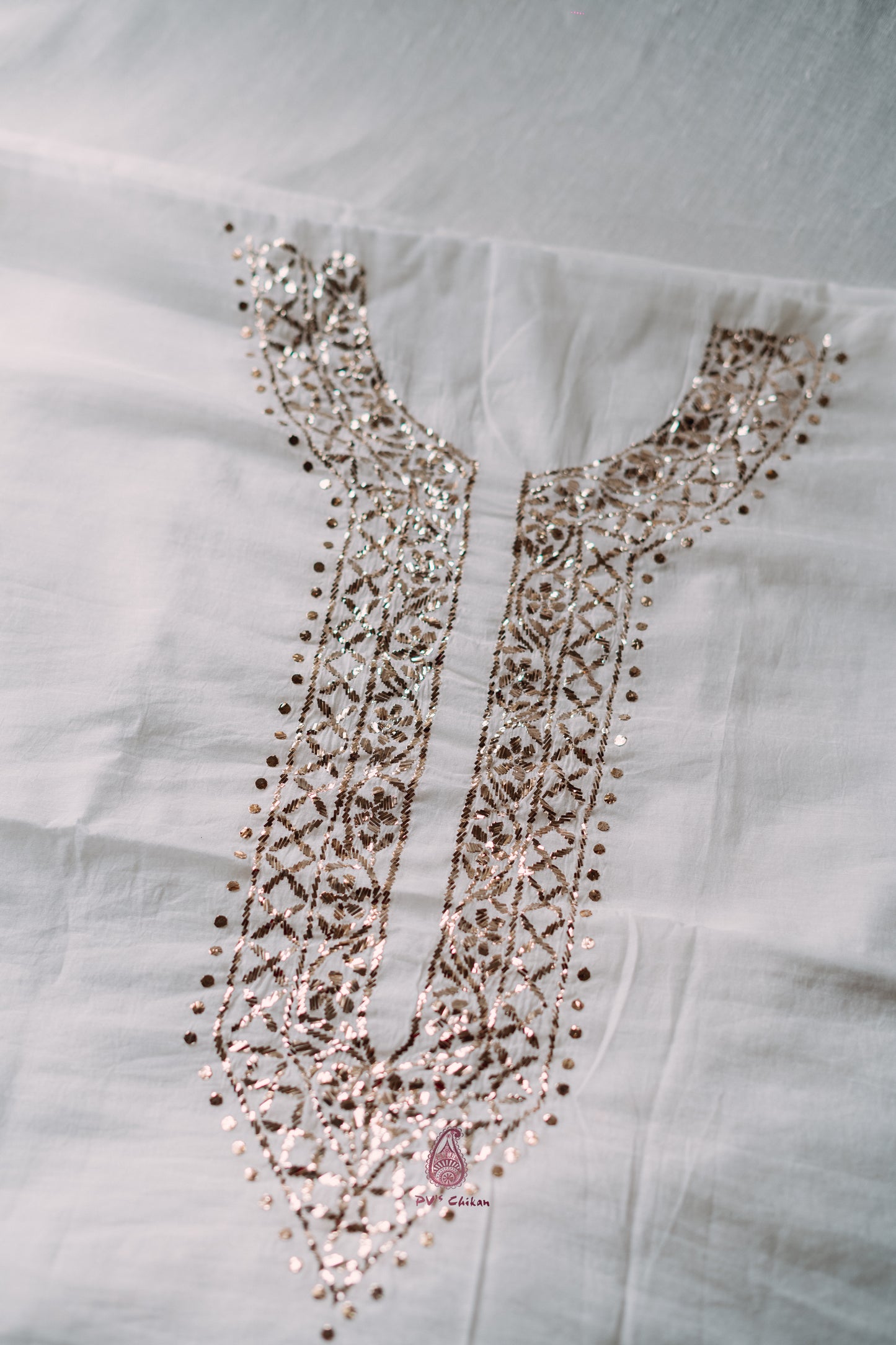 White Mukaish Chanderi Men's Kurta