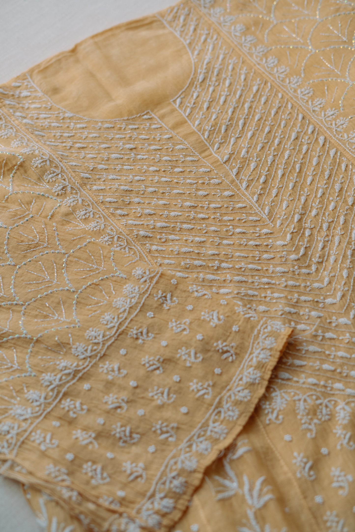 Yellow Jaal Chikankari Anarkali Set
