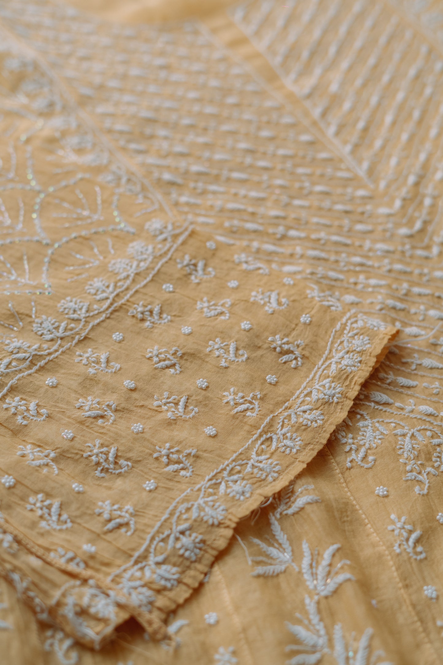 Yellow Jaal Chikankari Anarkali Set