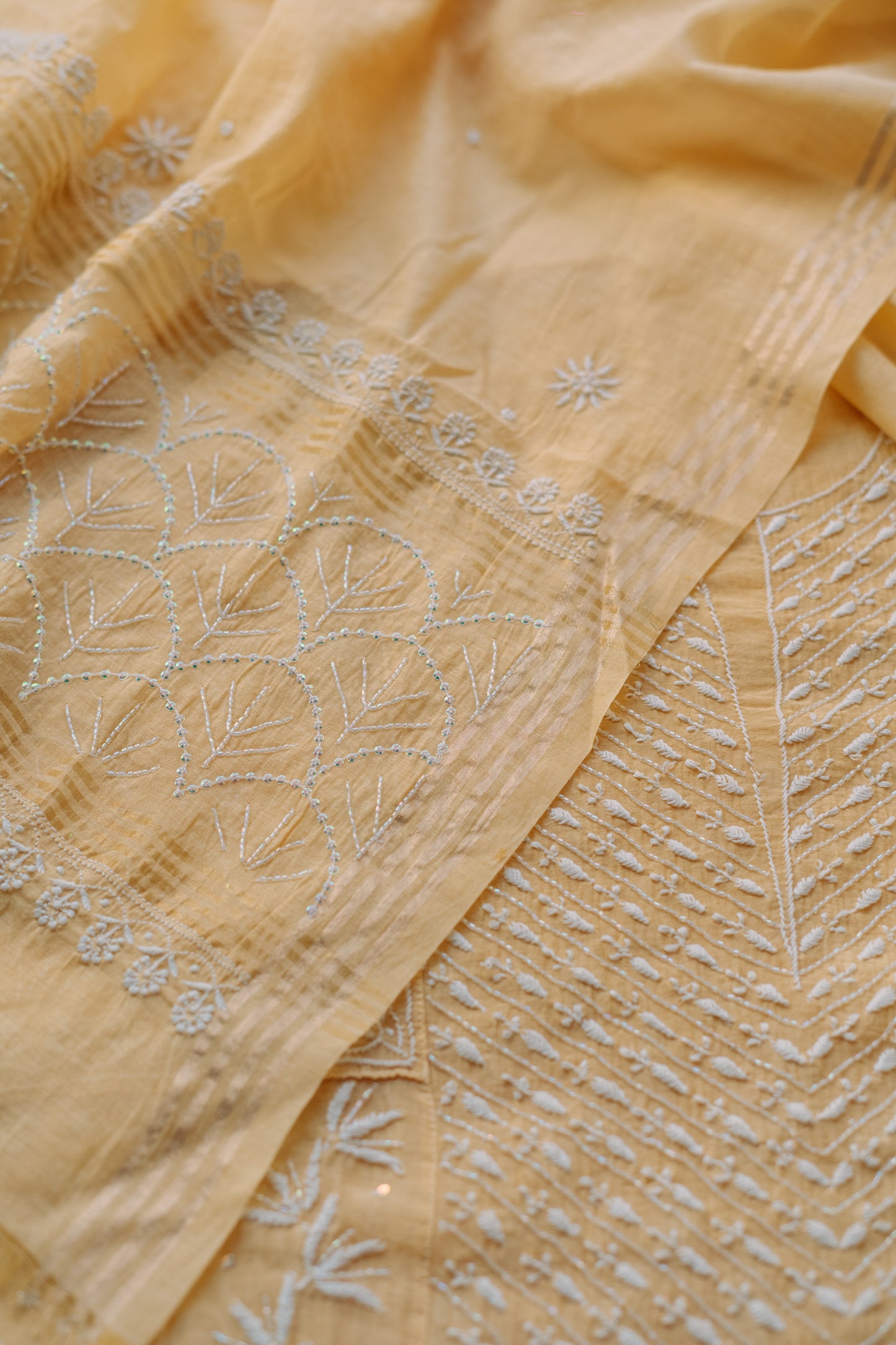 Yellow Jaal Chikankari Anarkali Set