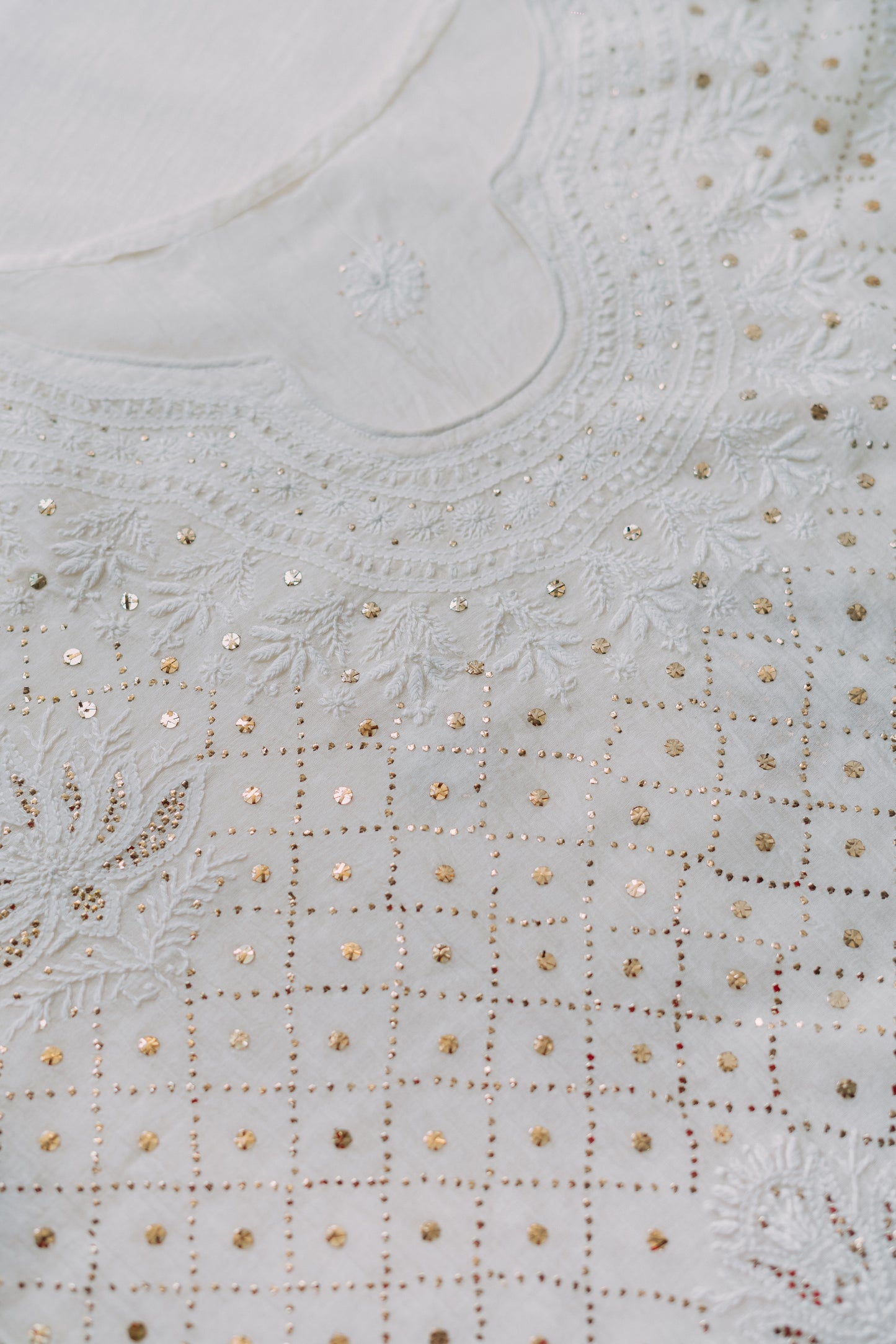 Ivory Mukaish & Chikankari Suit Set