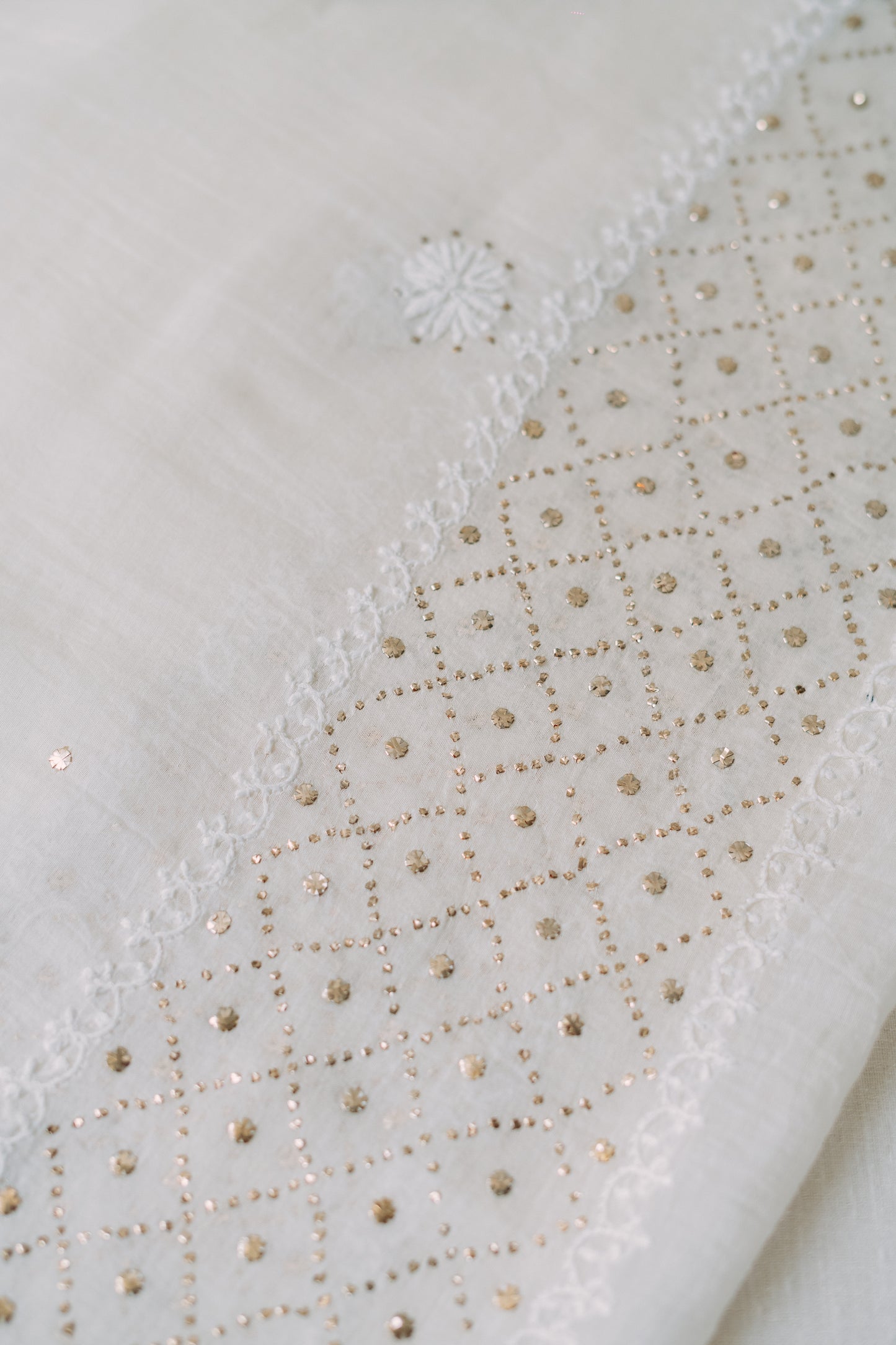 Ivory Mukaish & Chikankari Suit Set