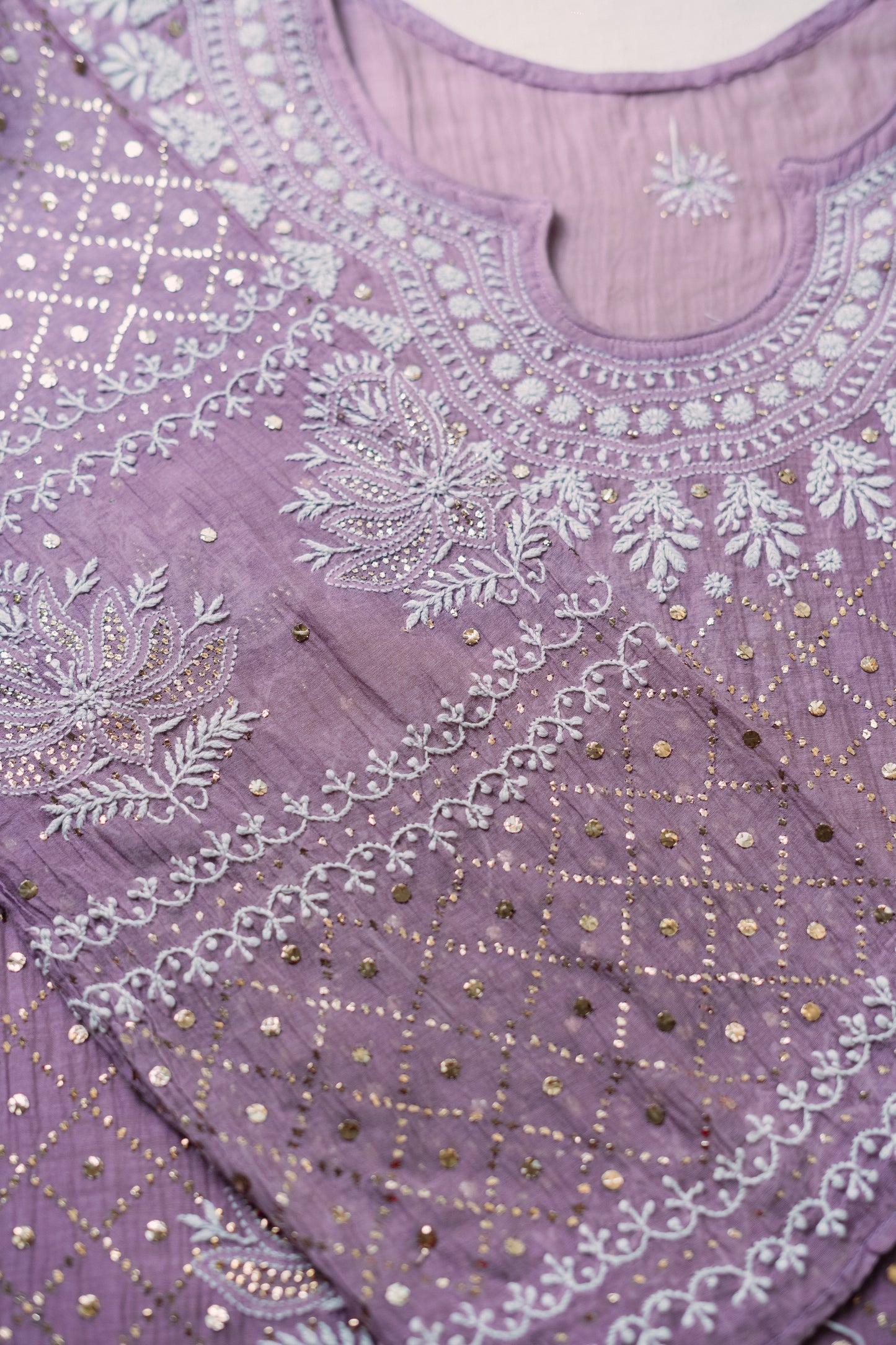 Lilac Mukaish & Chikankari Suit Set