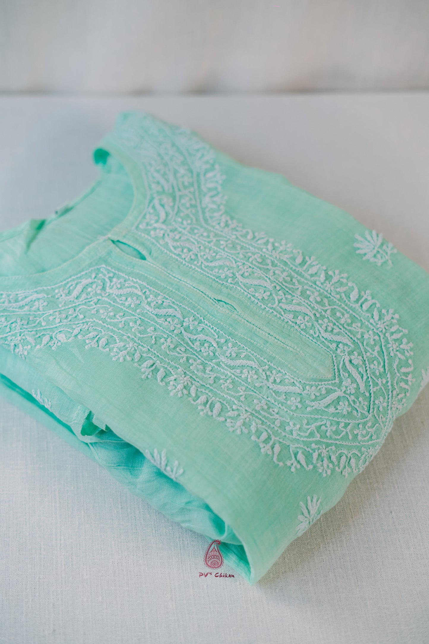 Mint Green Mul Chanderi Co-ord Set