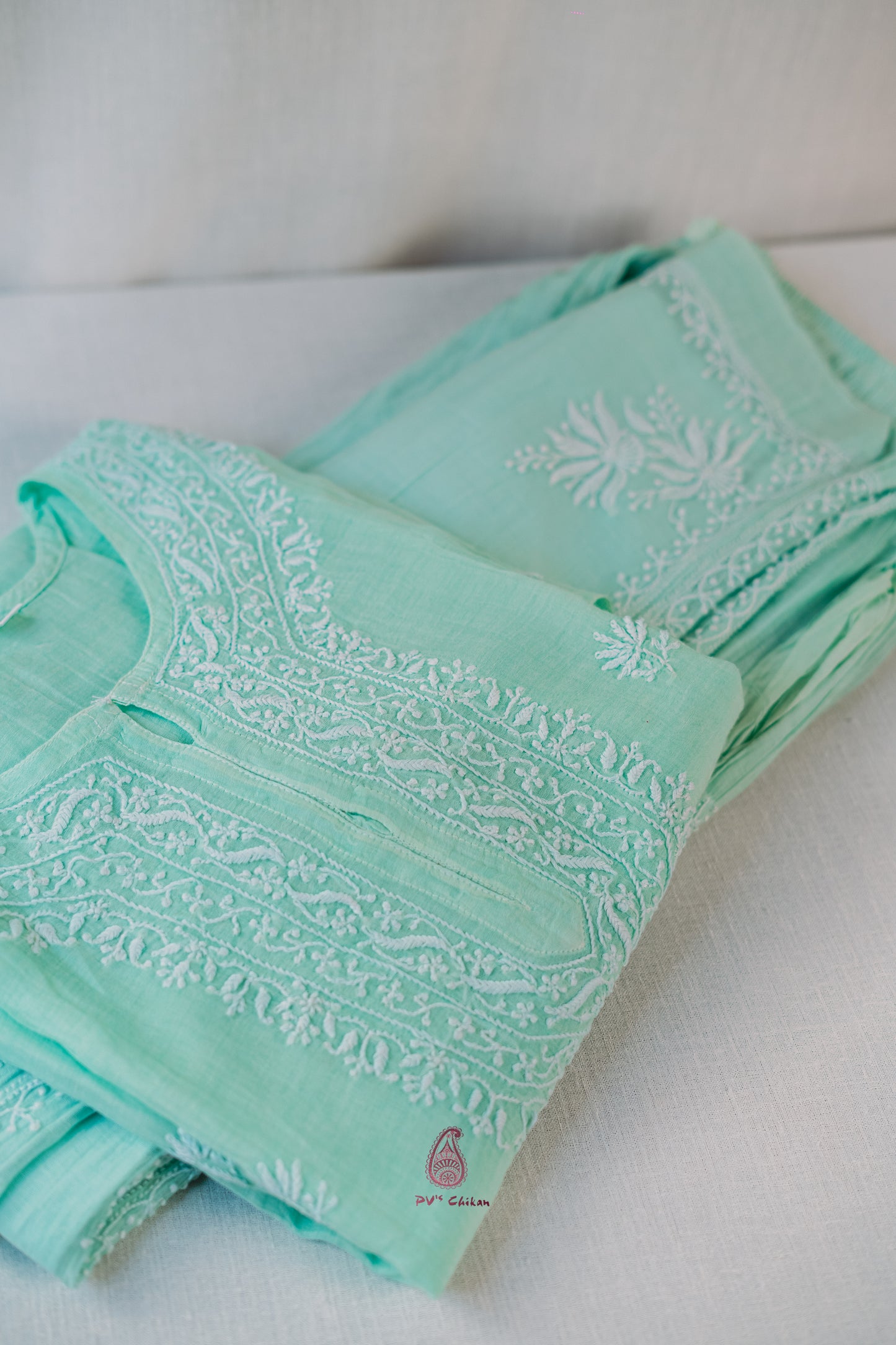 Mint Green Mul Chanderi Co-ord Set