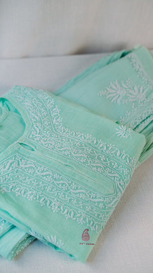 Mint Green Mul Chanderi Co-ord Set