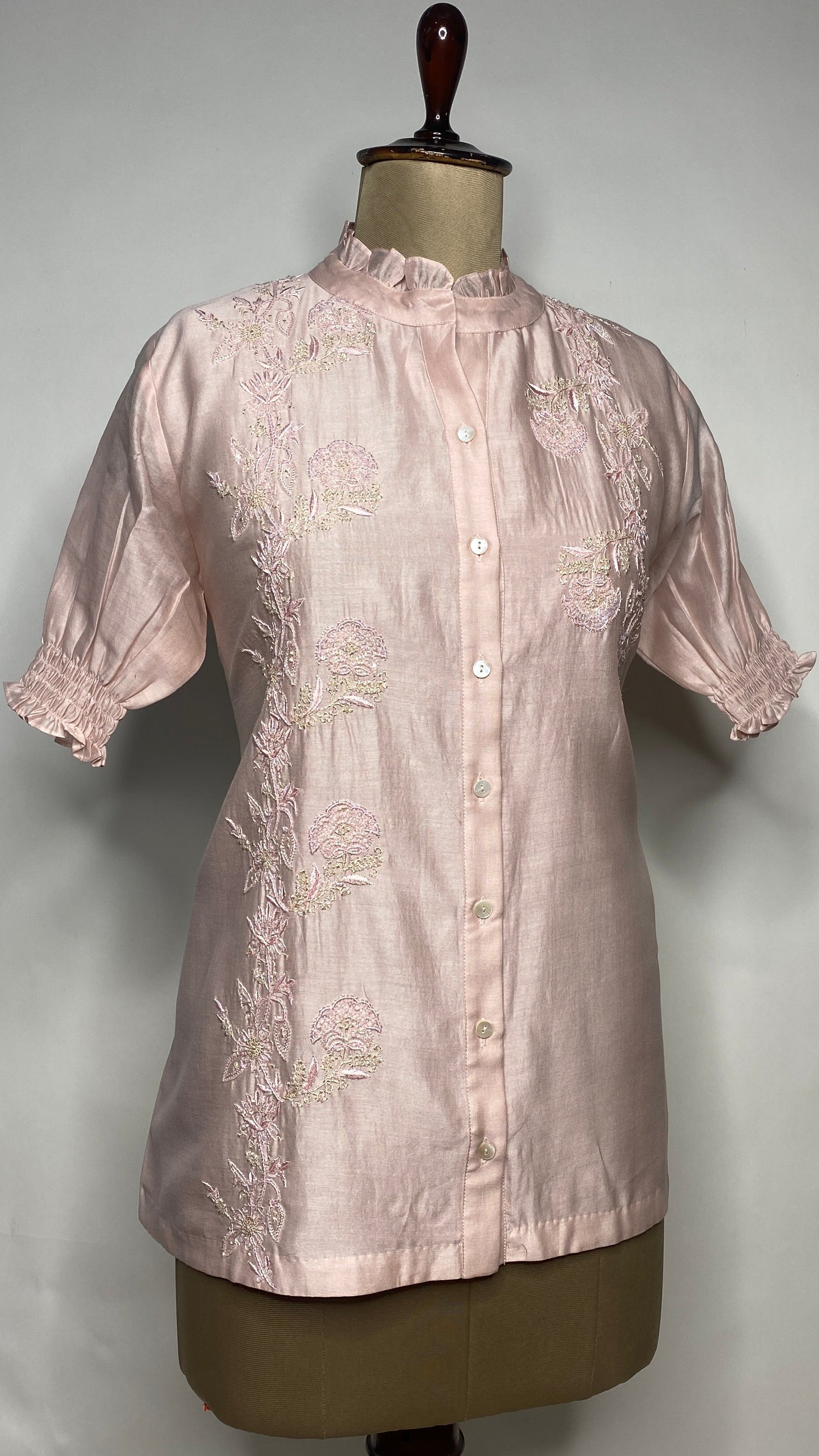 Soft Pink Half Sleeve Chikankari Shirt