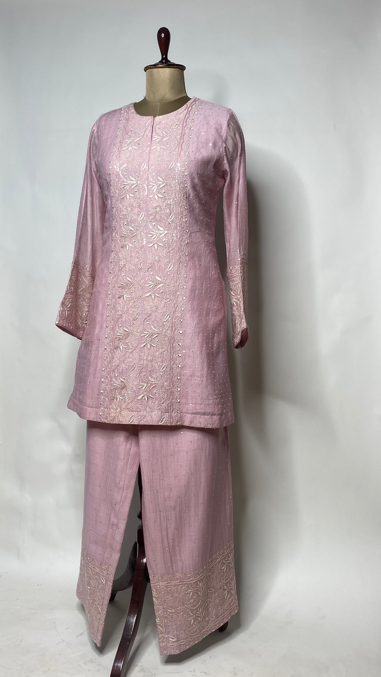 Mauve Pink Sequin & Chikankari Co-ord Set